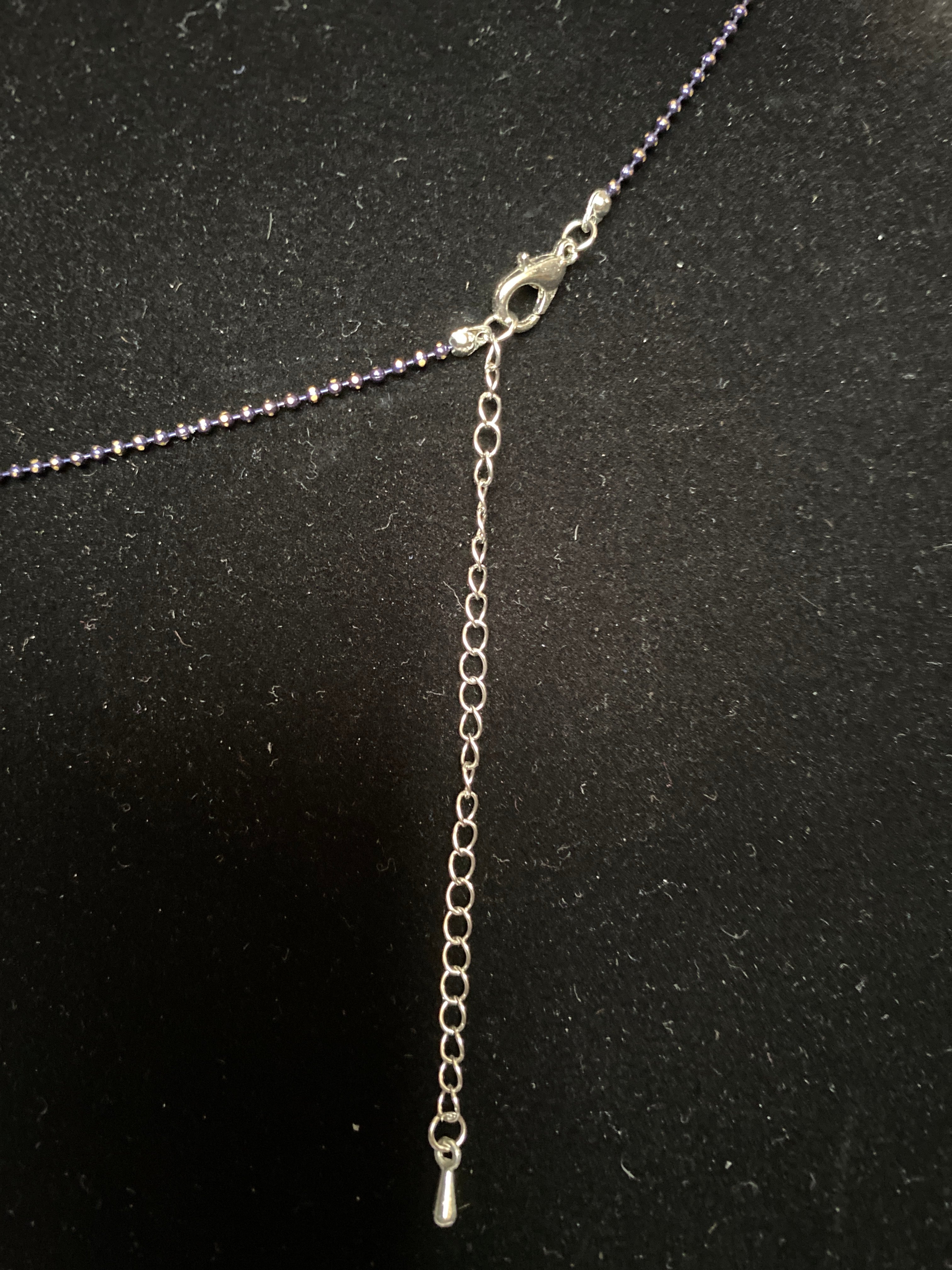 Red Rose (velvet) and Bead Chain Necklace