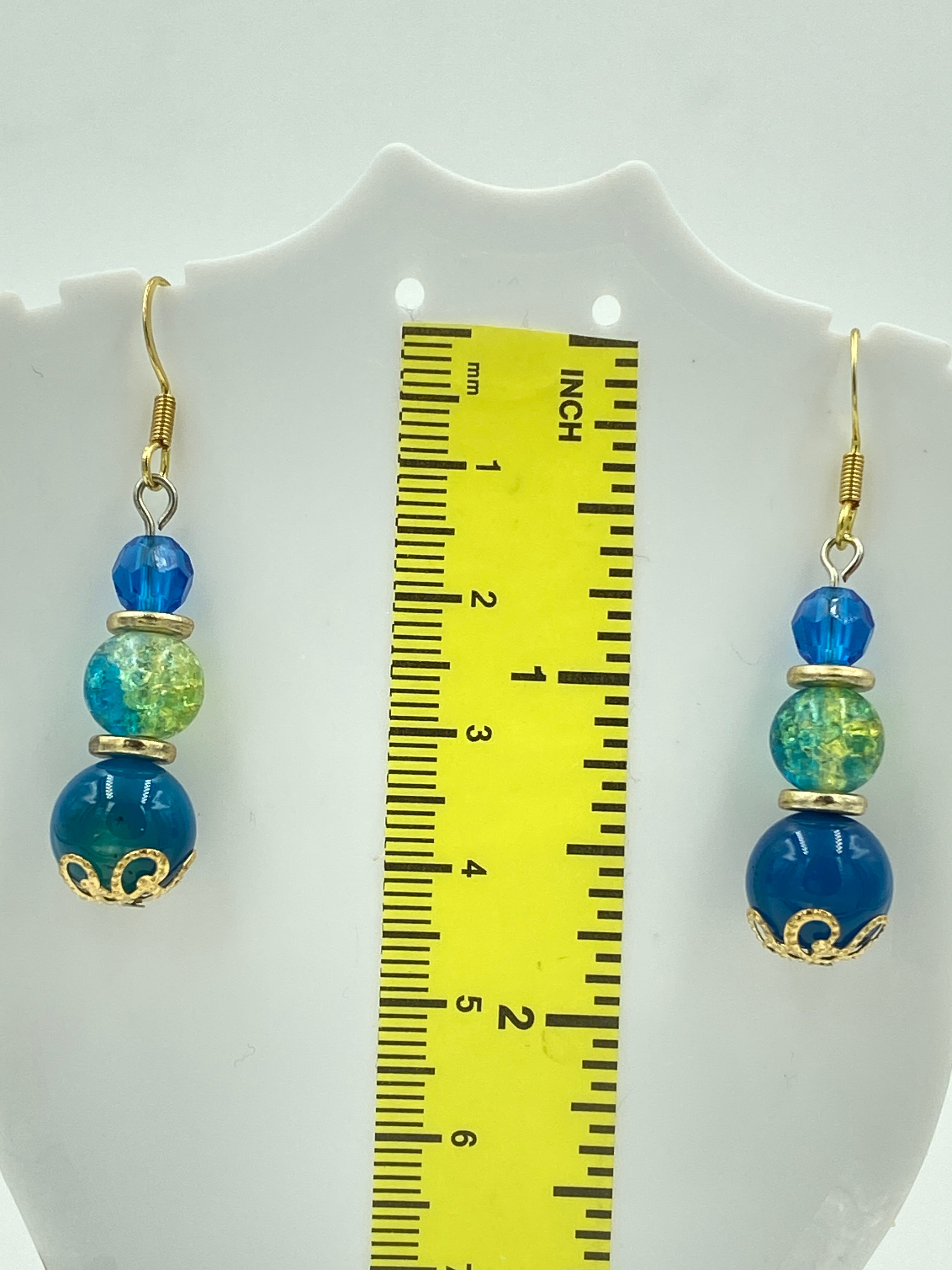 Hook Earrings Elegant Glass Beads and Rhinestones