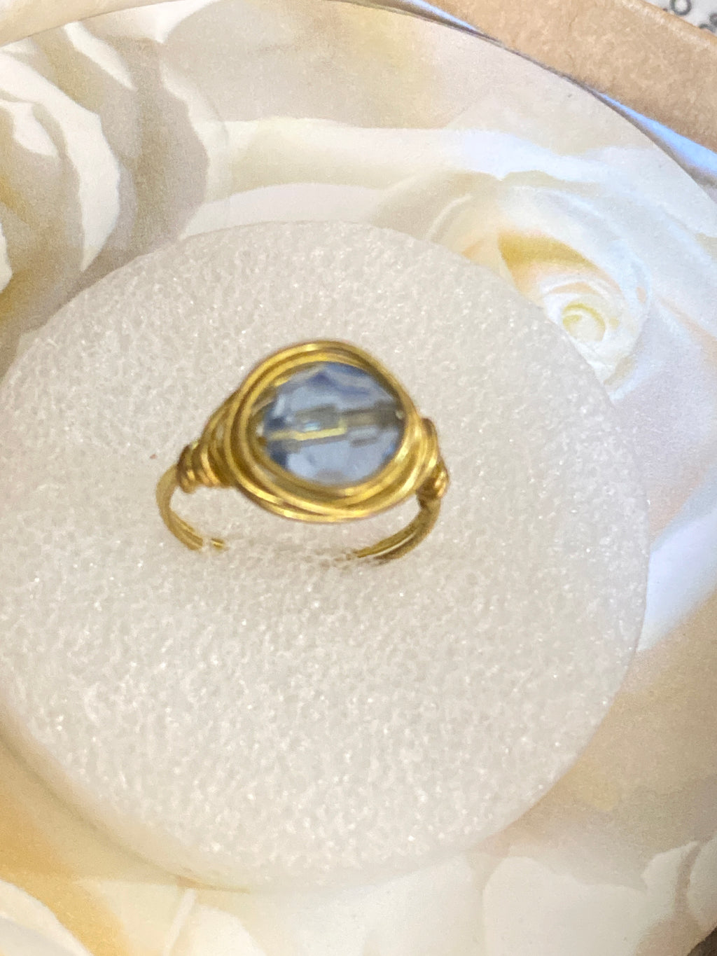 Hand Made Wire Ring Blue Bead