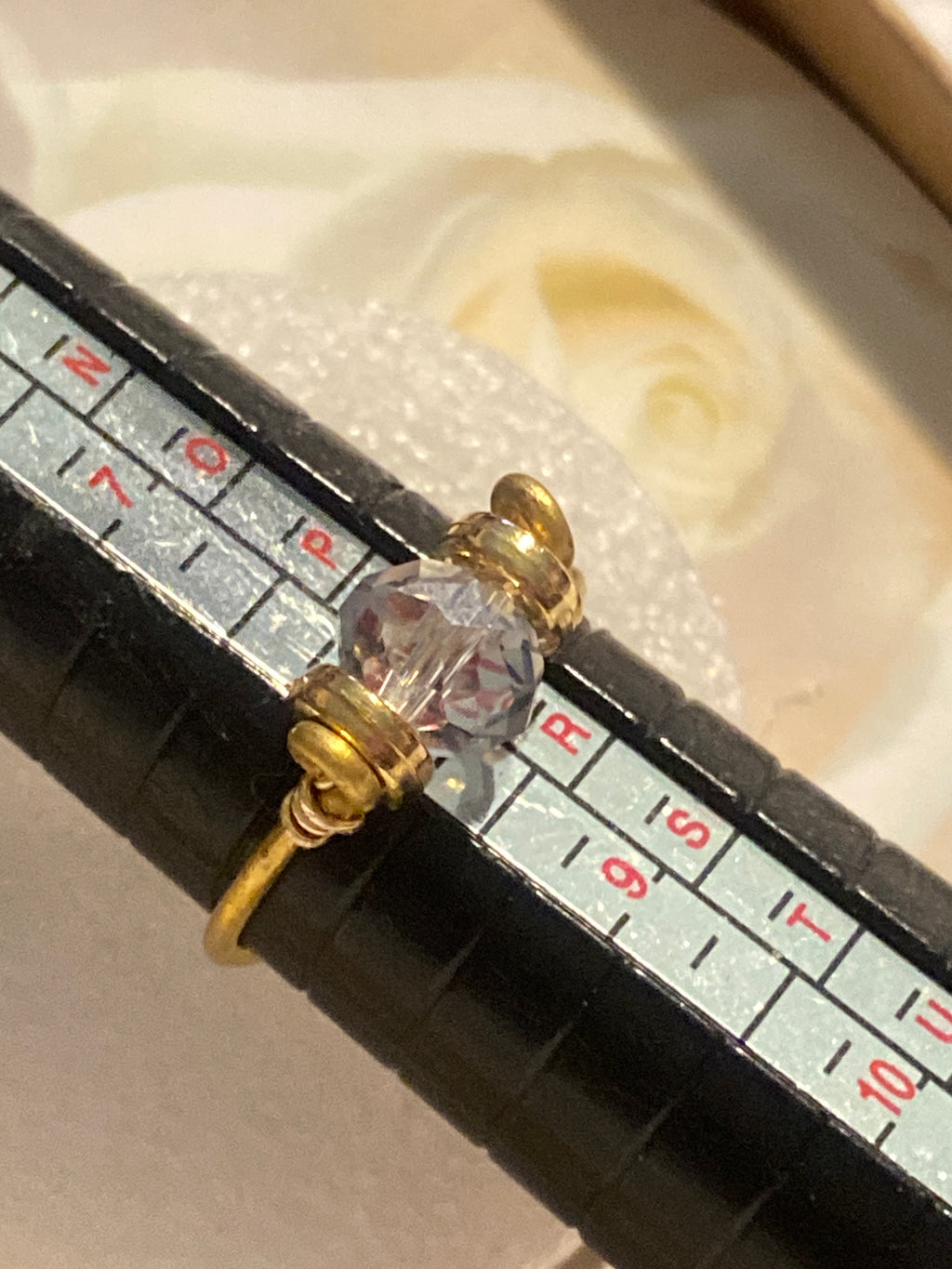 Hand Made Ring Clear Rhinestones