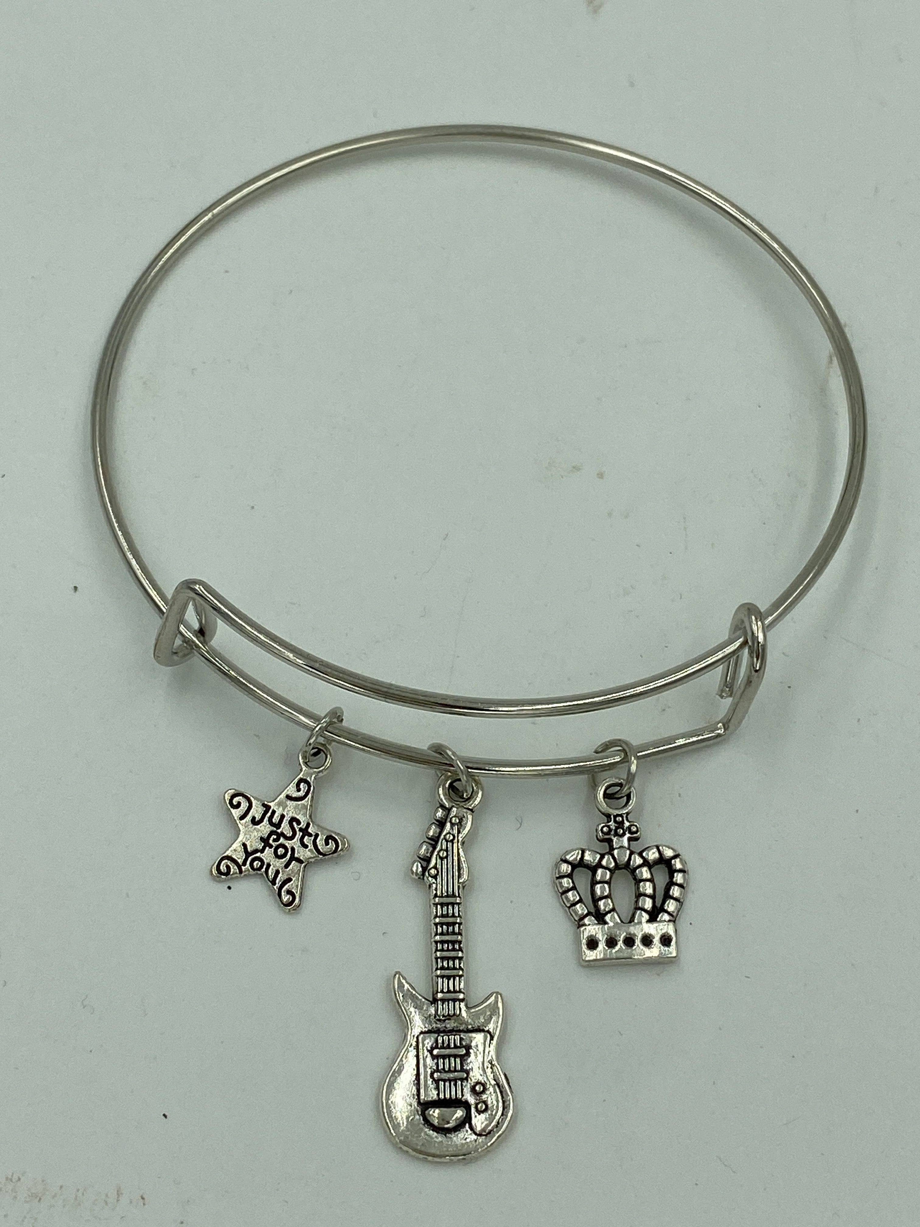 Bangle Charm Bracelet Silver Tone