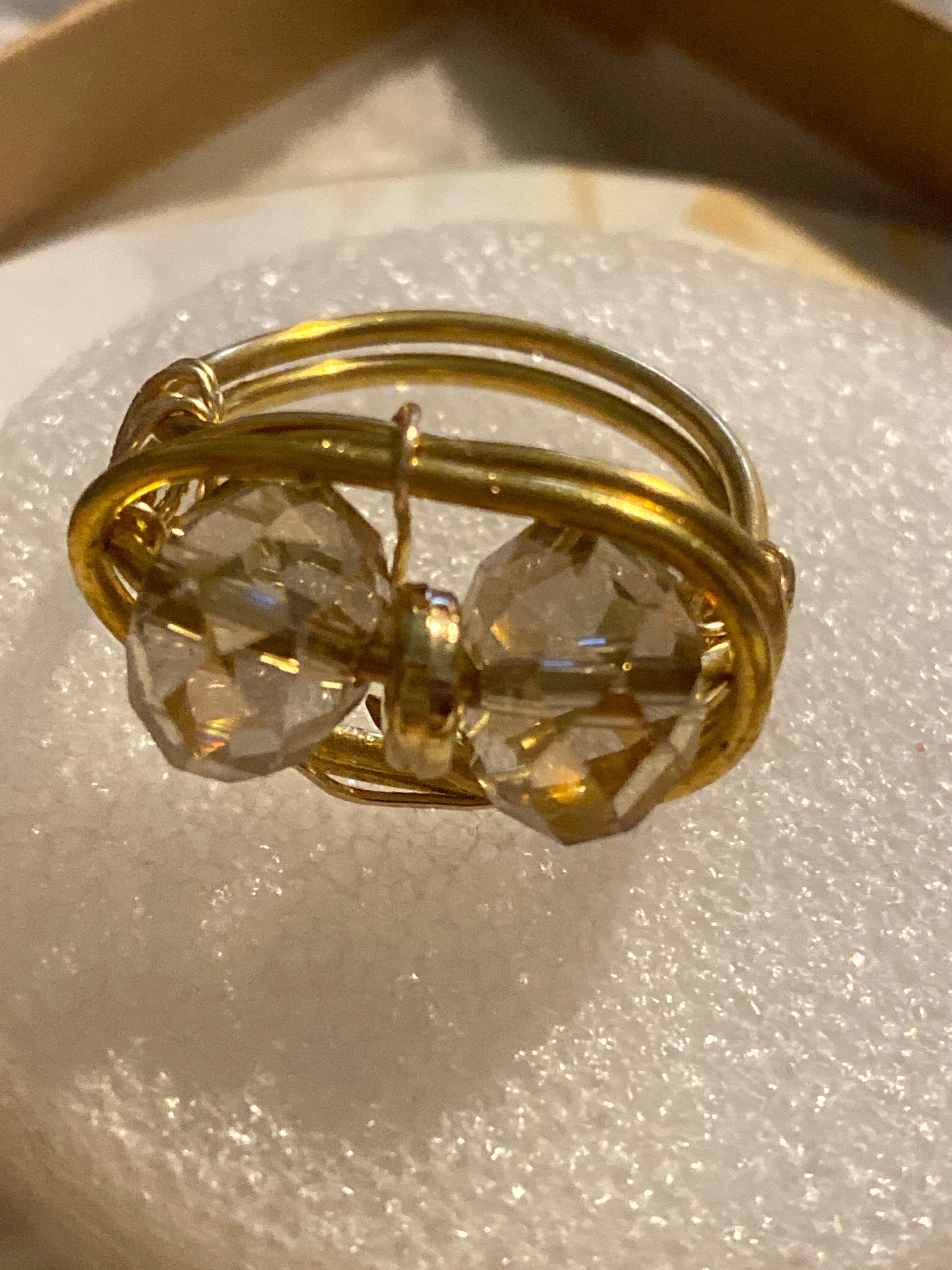 Hand Made Wire Ring Rhinestones