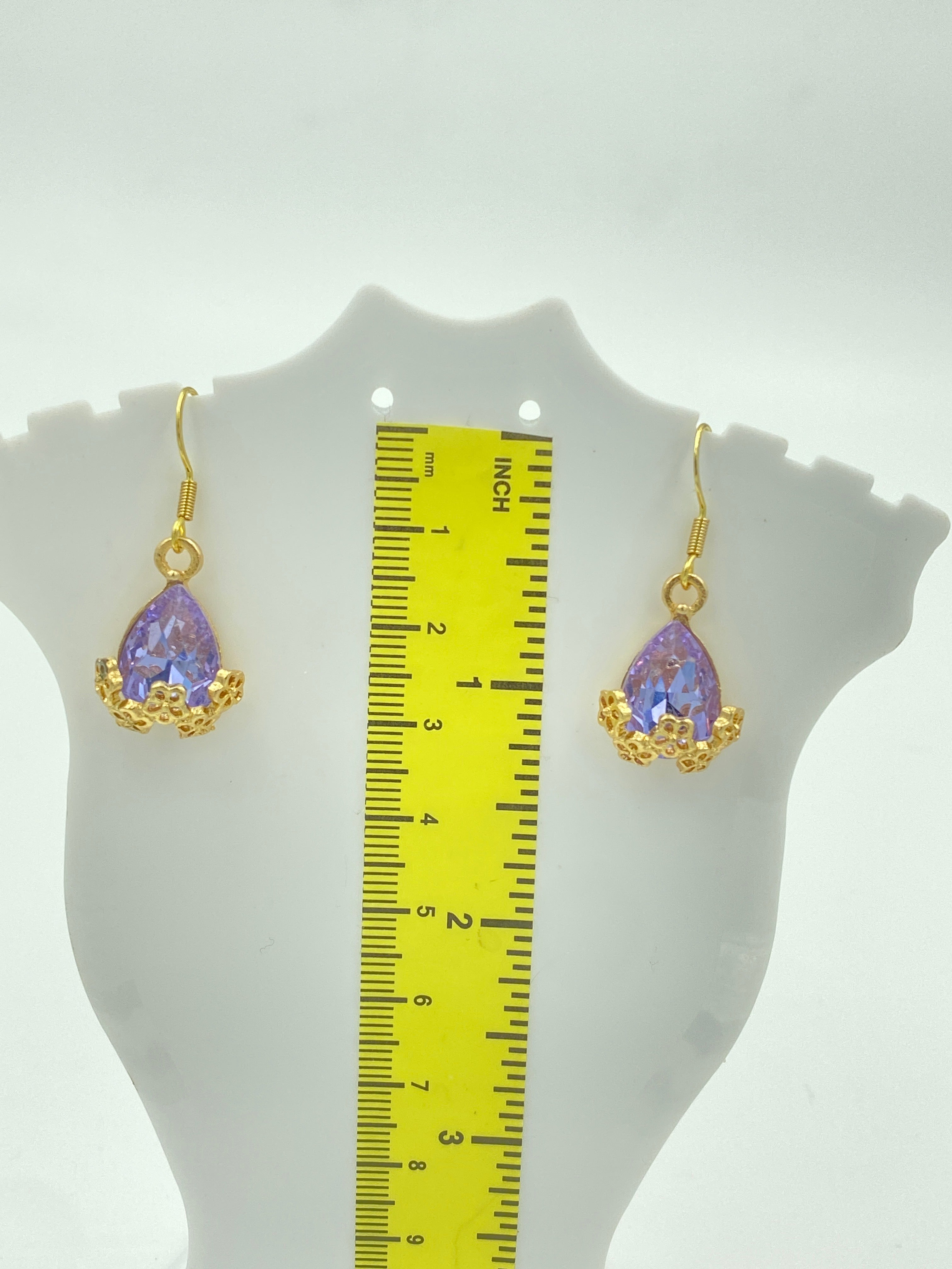 Hook Earrings with Purple Rhinestones