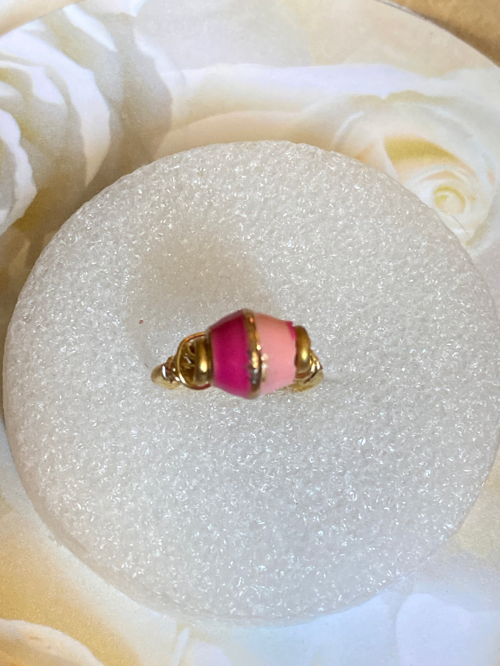 Hand Made Wire Ring Pink/Pink Bead