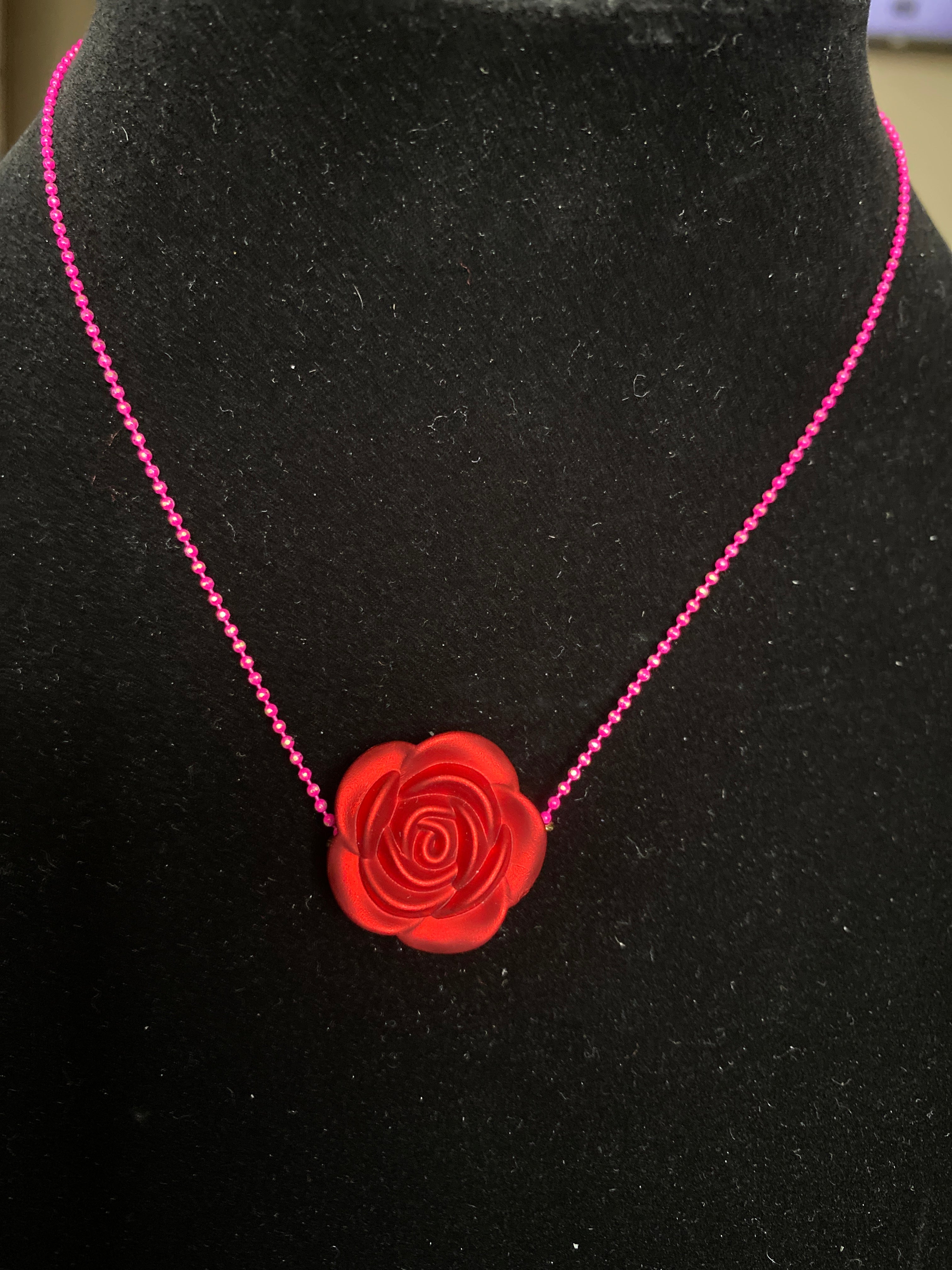 Red Rose Chain Necklace