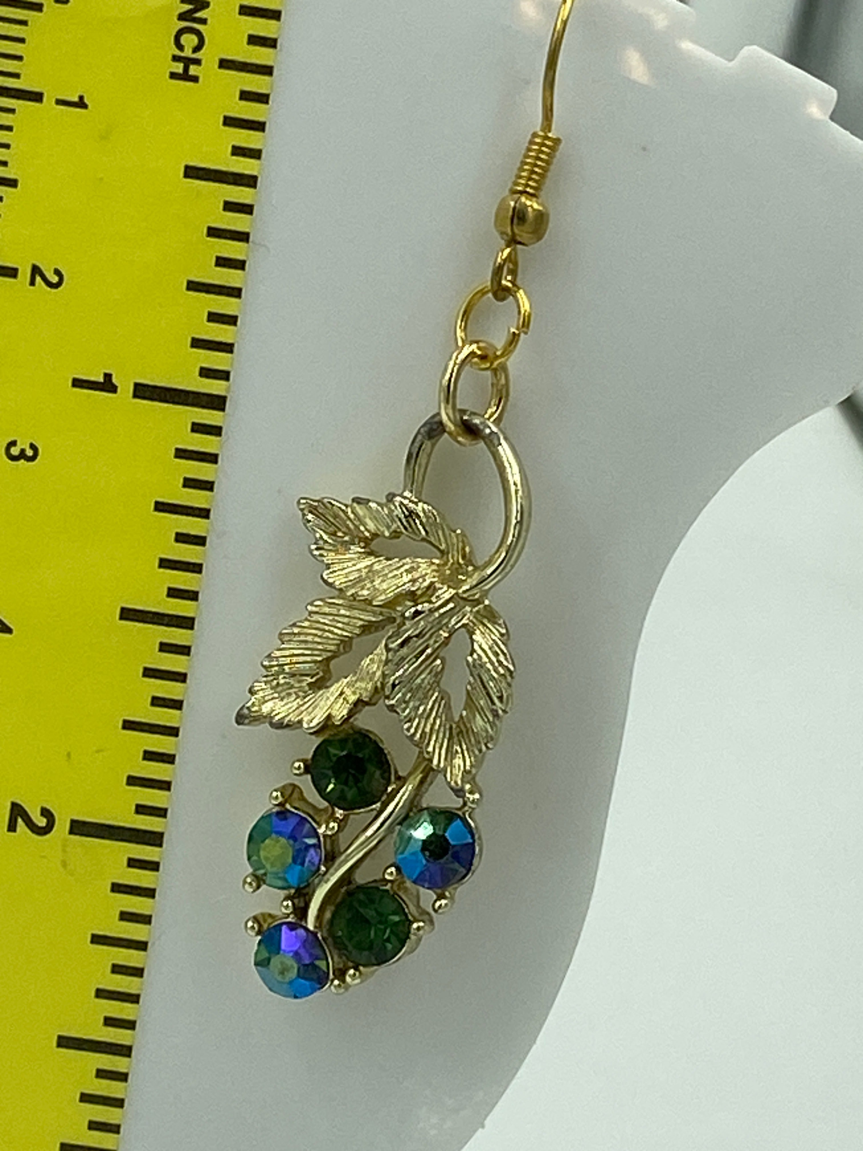 Hook Earrings with Purple Rhinestones