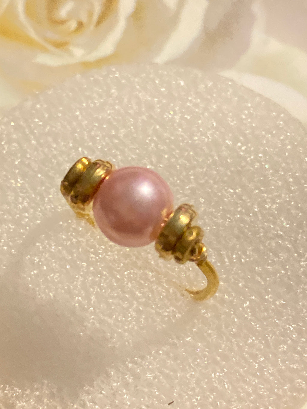 Hand Made Wire Ring  Pink Pearl Bead