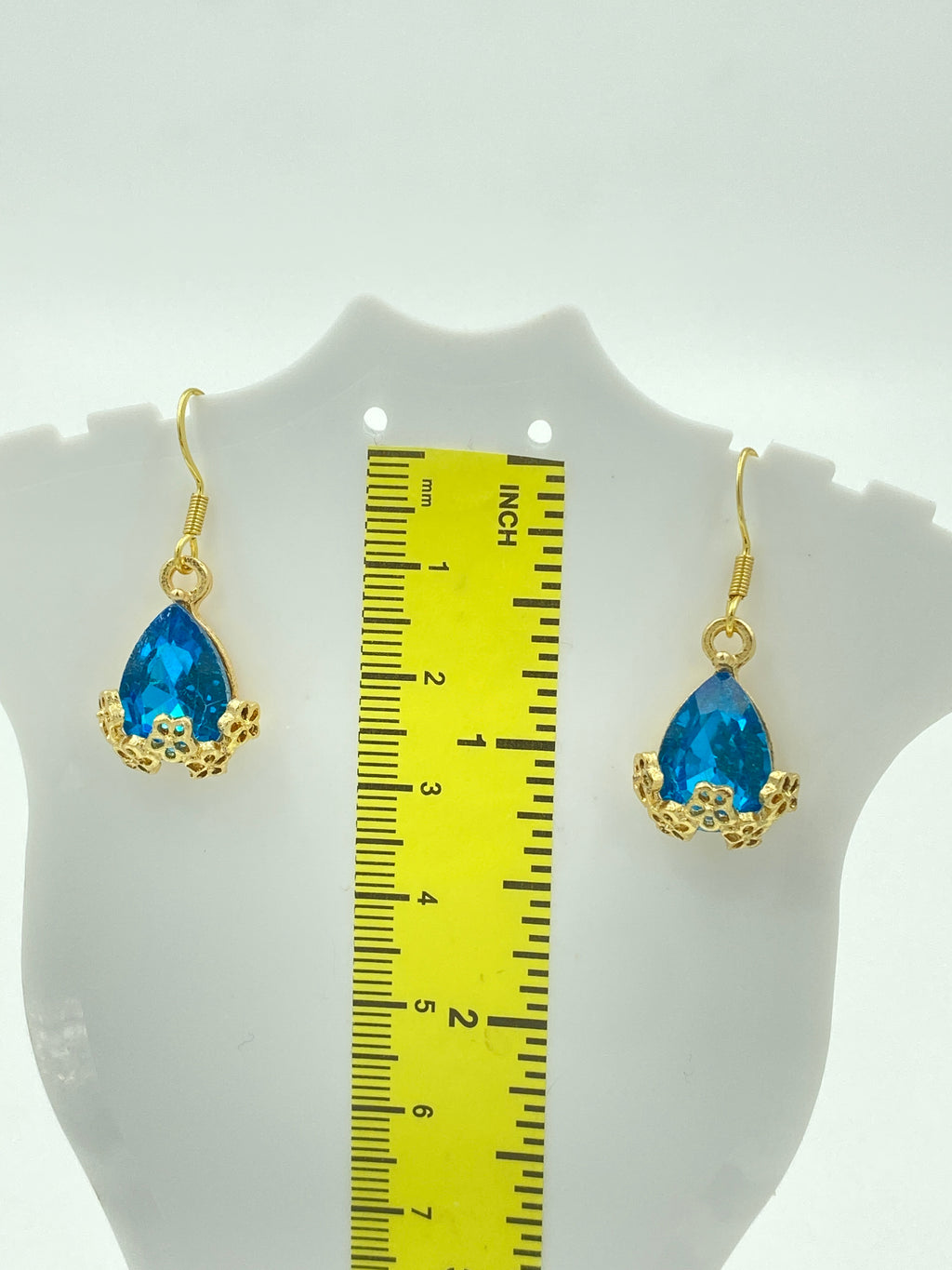 Hook Earrings with Blue Rhinestones