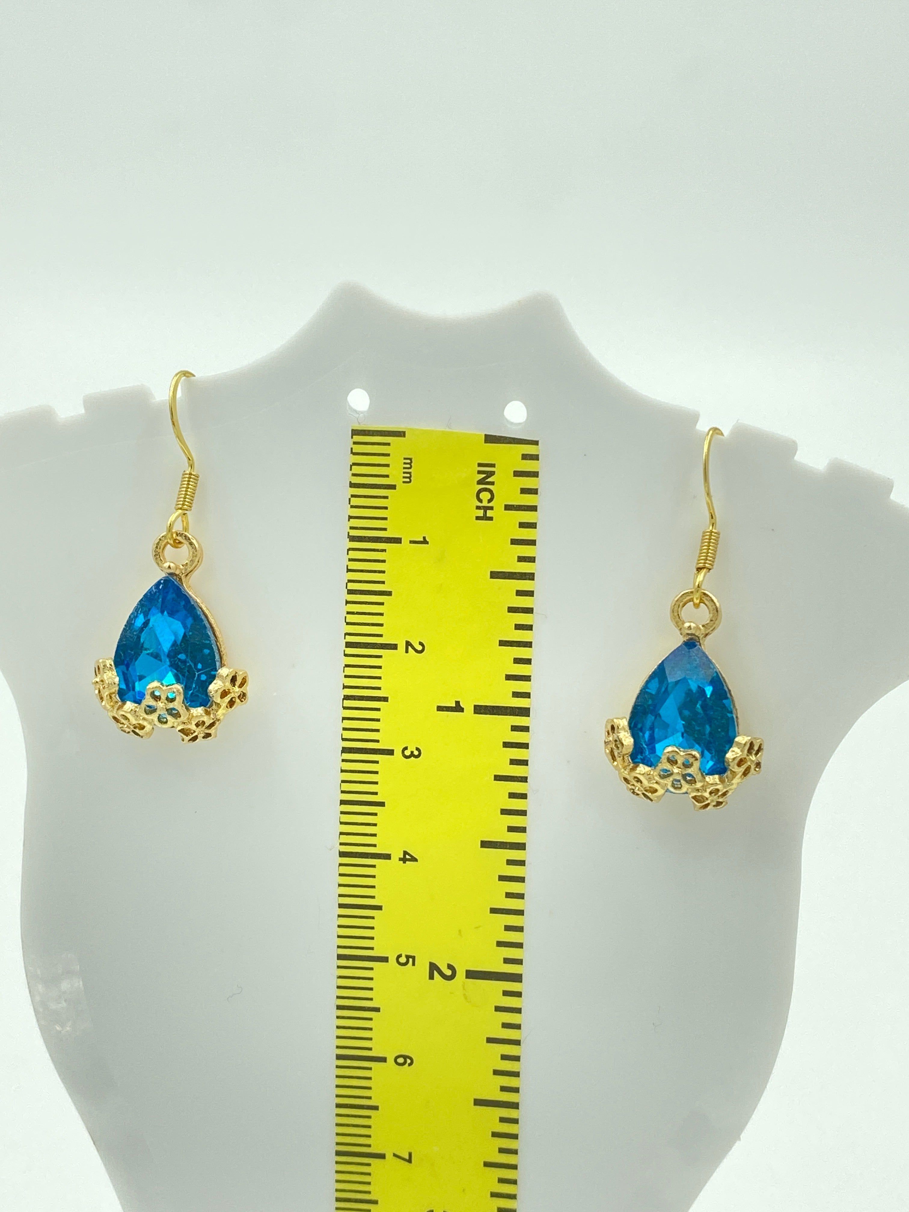 Hook Earrings with Blue Rhinestones