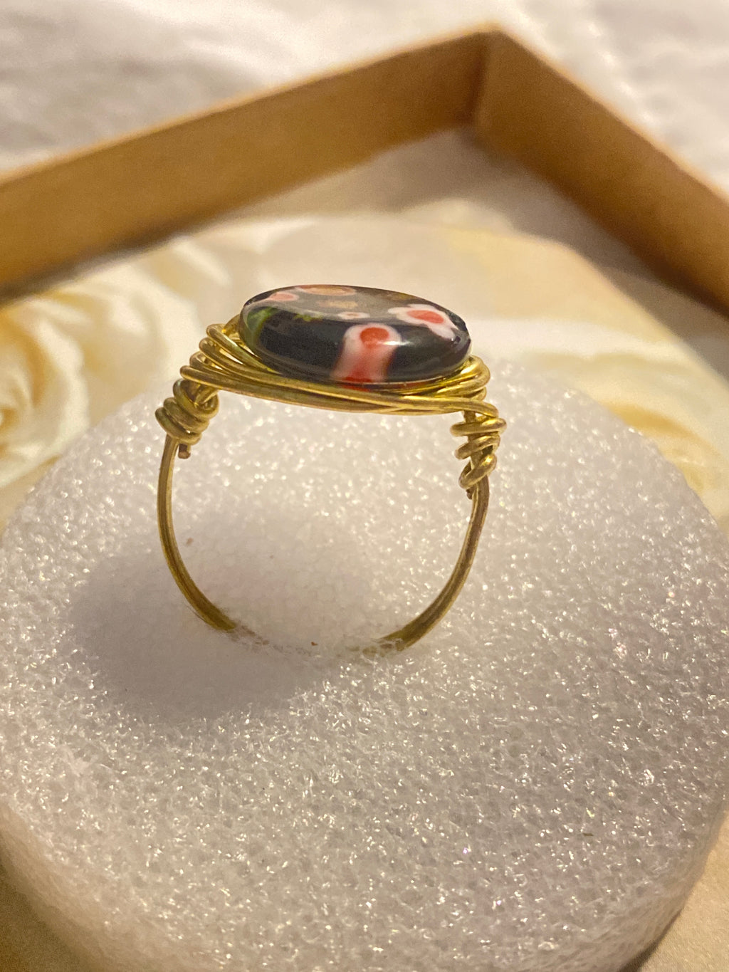 Hand Made Wire Ring Flower Bead