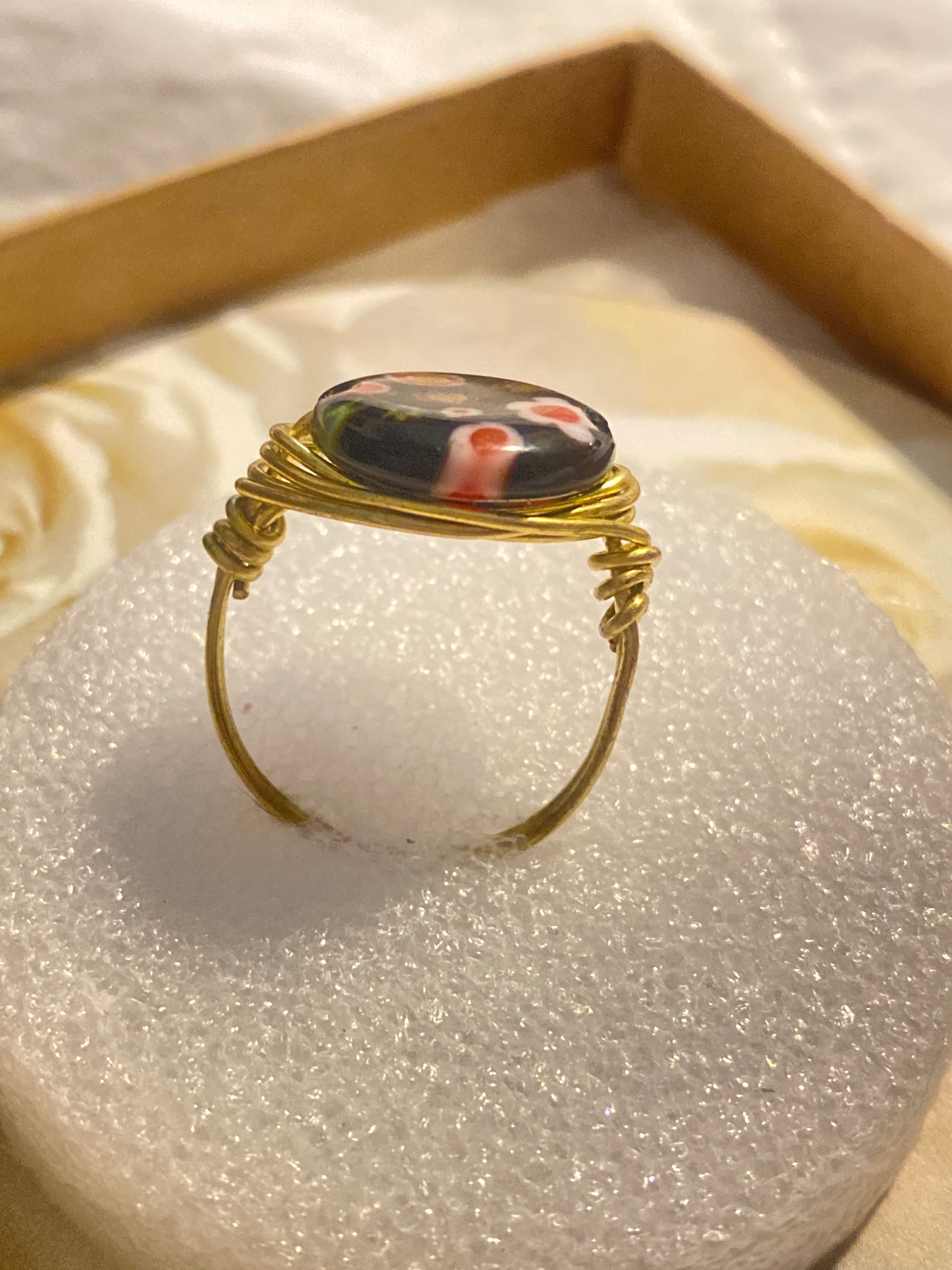 Hand Made Wire Ring Flower Bead