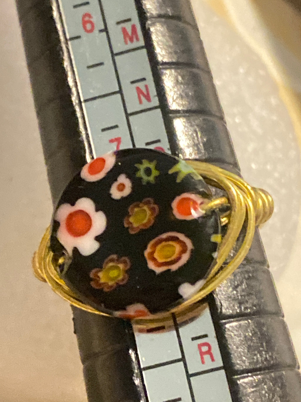 Hand Made Wire Ring Flower Bead
