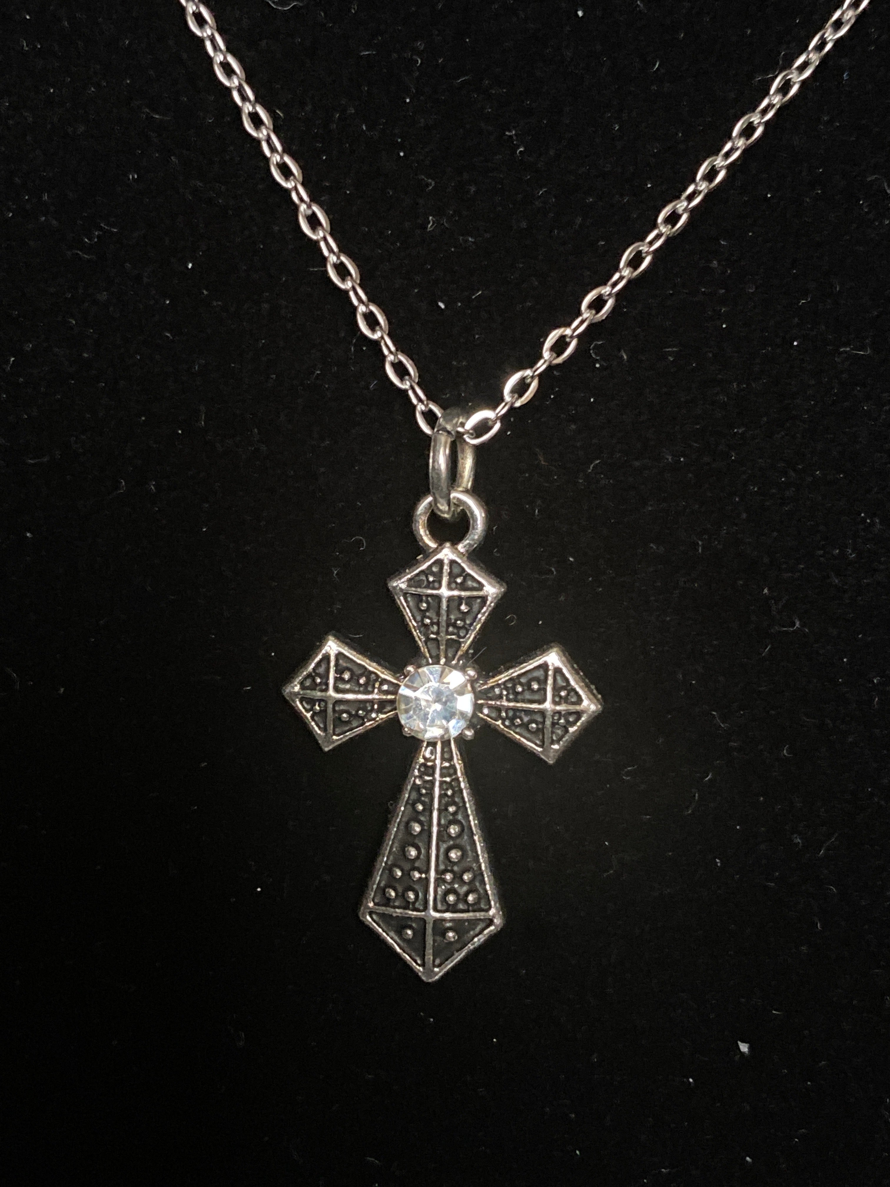 Rhinestone Cross Chain Necklace
