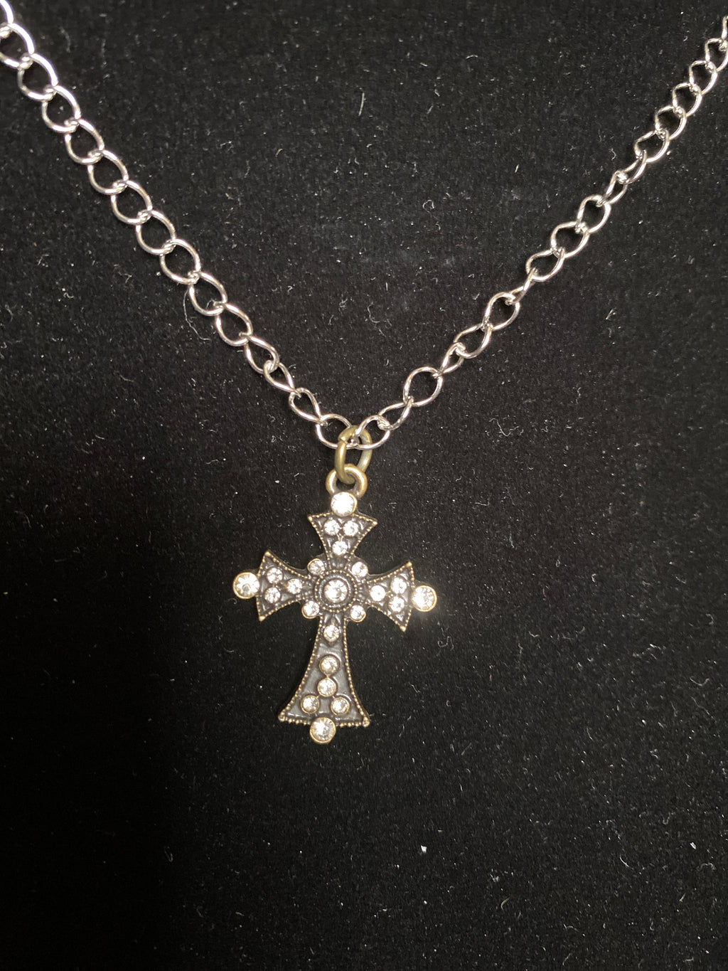 Rhinestone Cross Chain Necklace