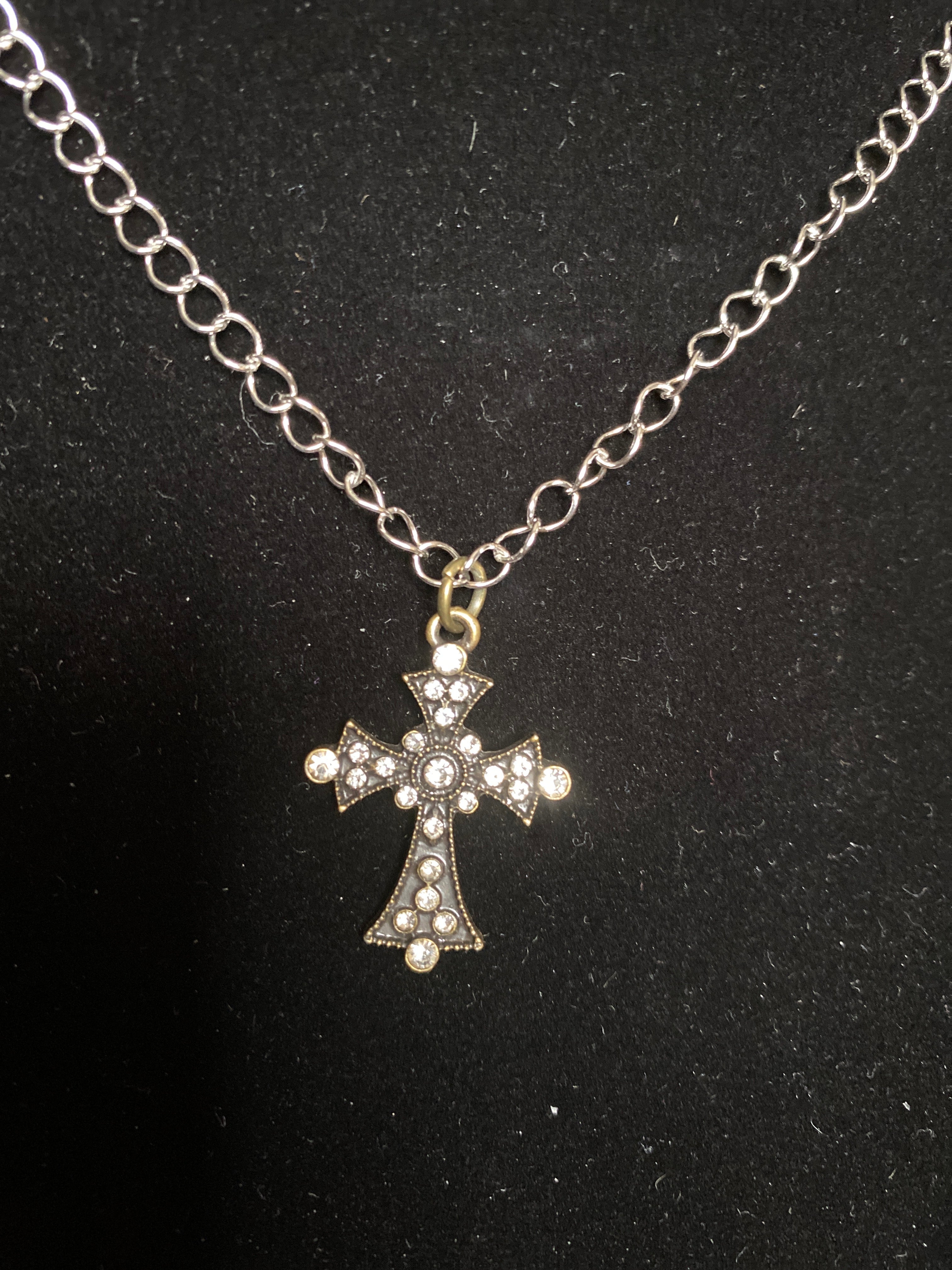 Rhinestone Cross Chain Necklace