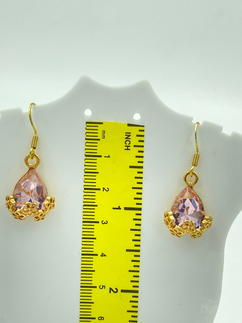 Hook Earrings with pink Rhinestones