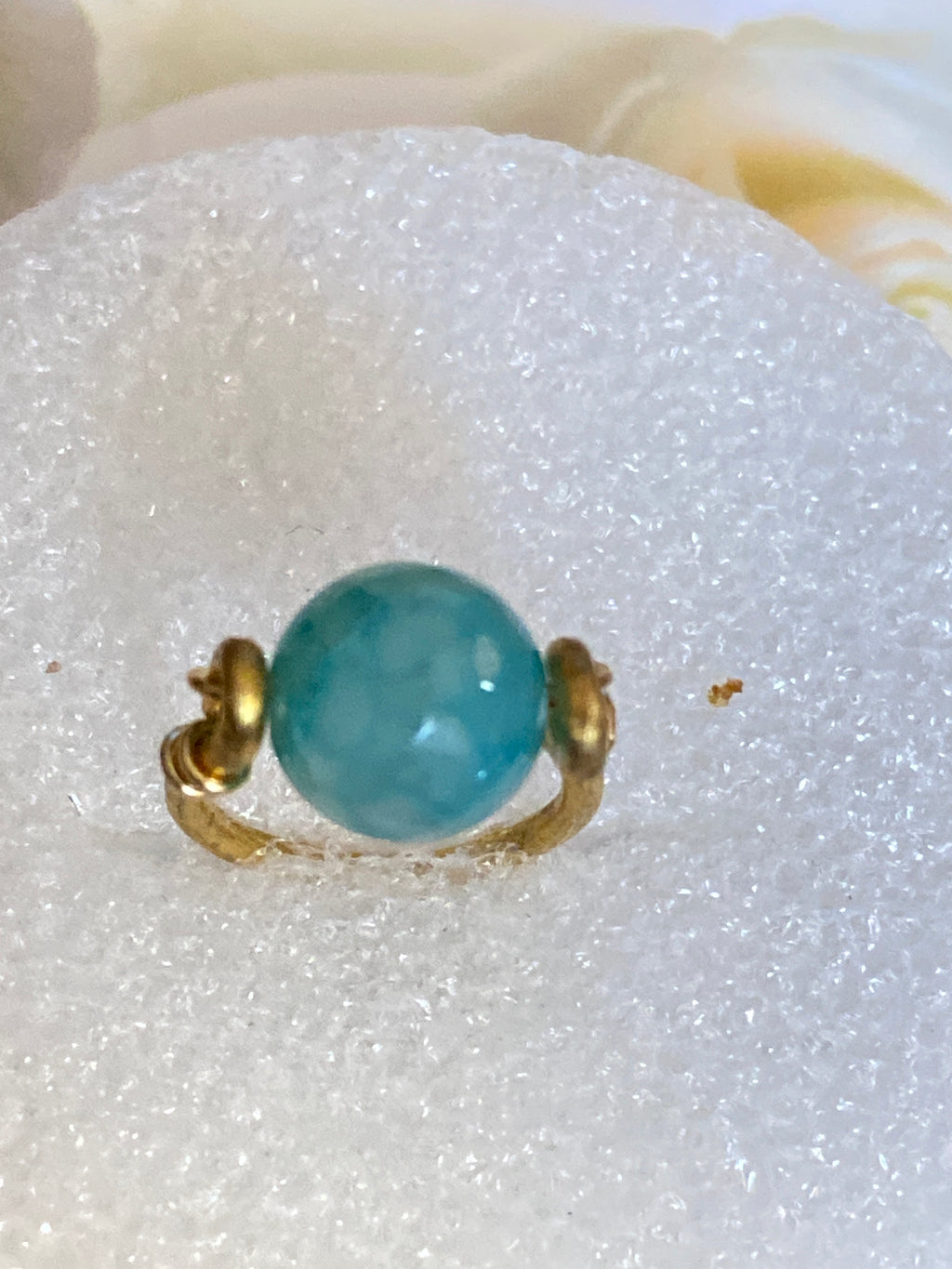 Hand Made Wire Ring Blue Bead