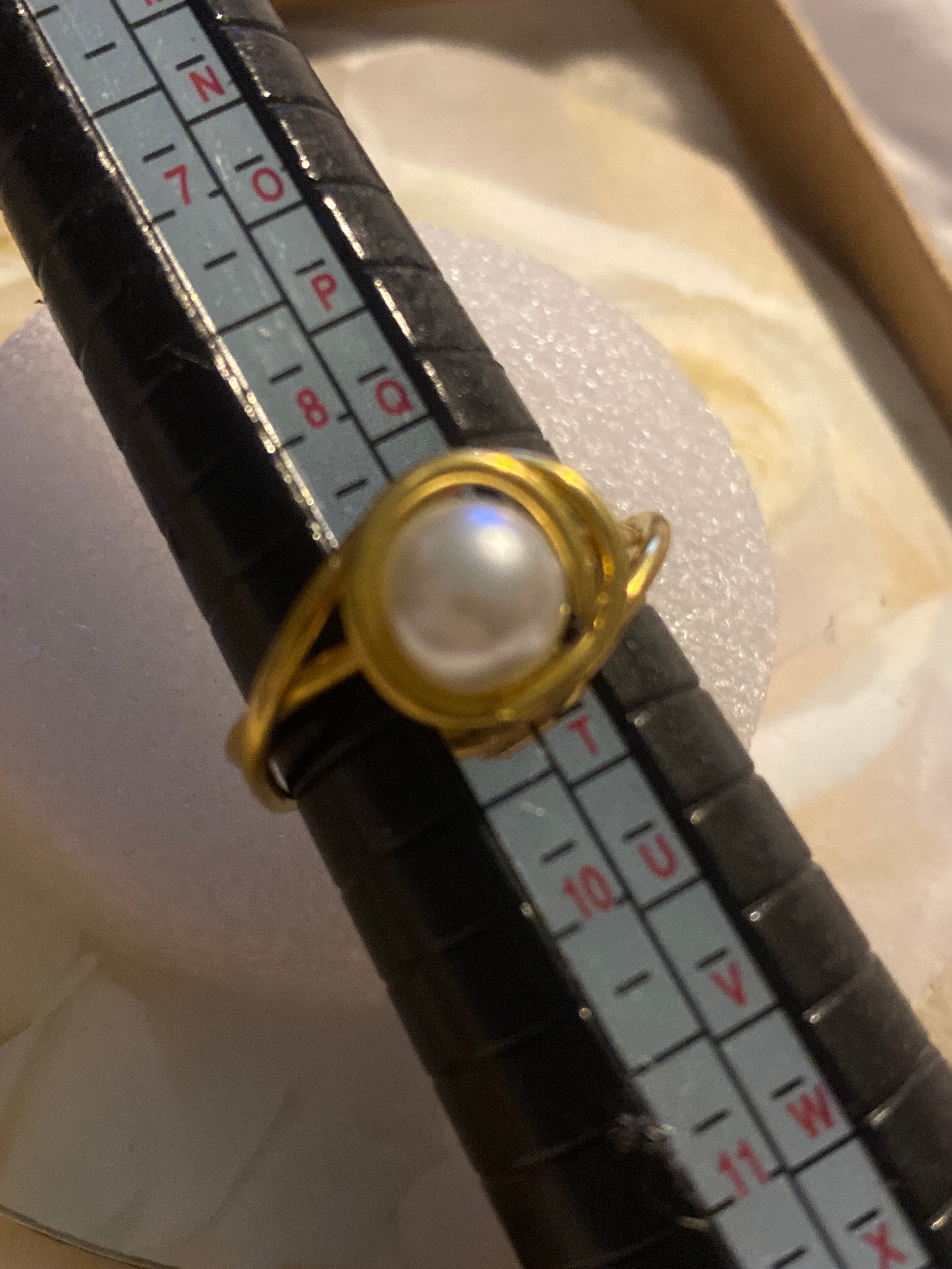 Hand Made Wire Ring with pearl Bead