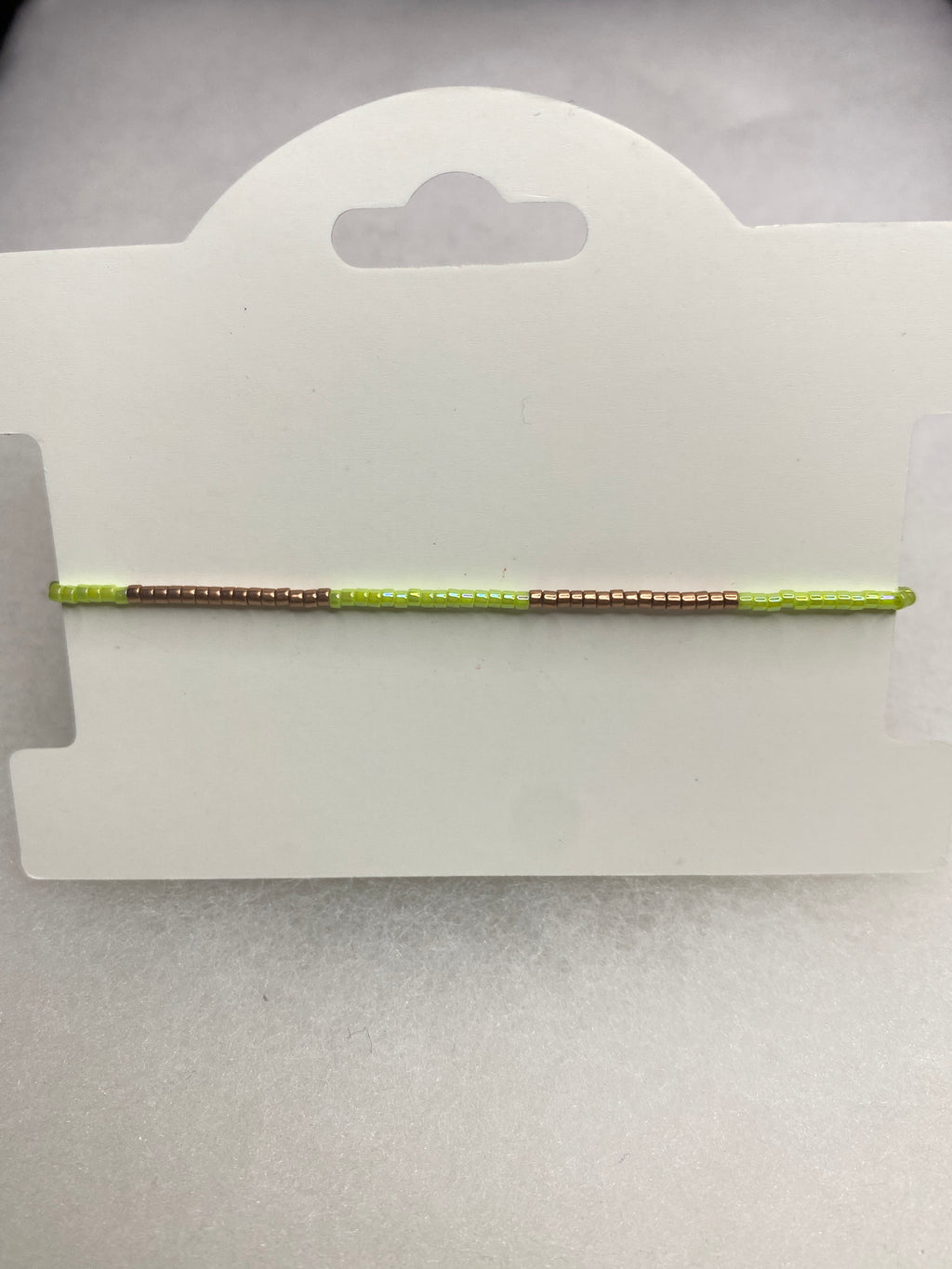 Dainty Bead Bracelet for stacking Green and Copper with Gold accent