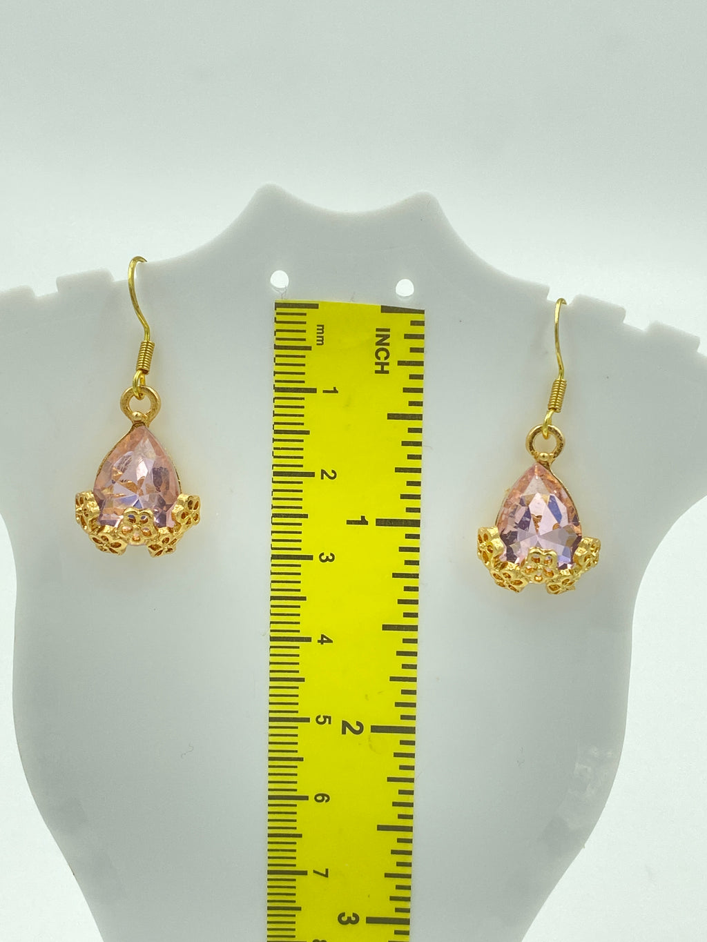 Hook Earrings with pink Rhinestones