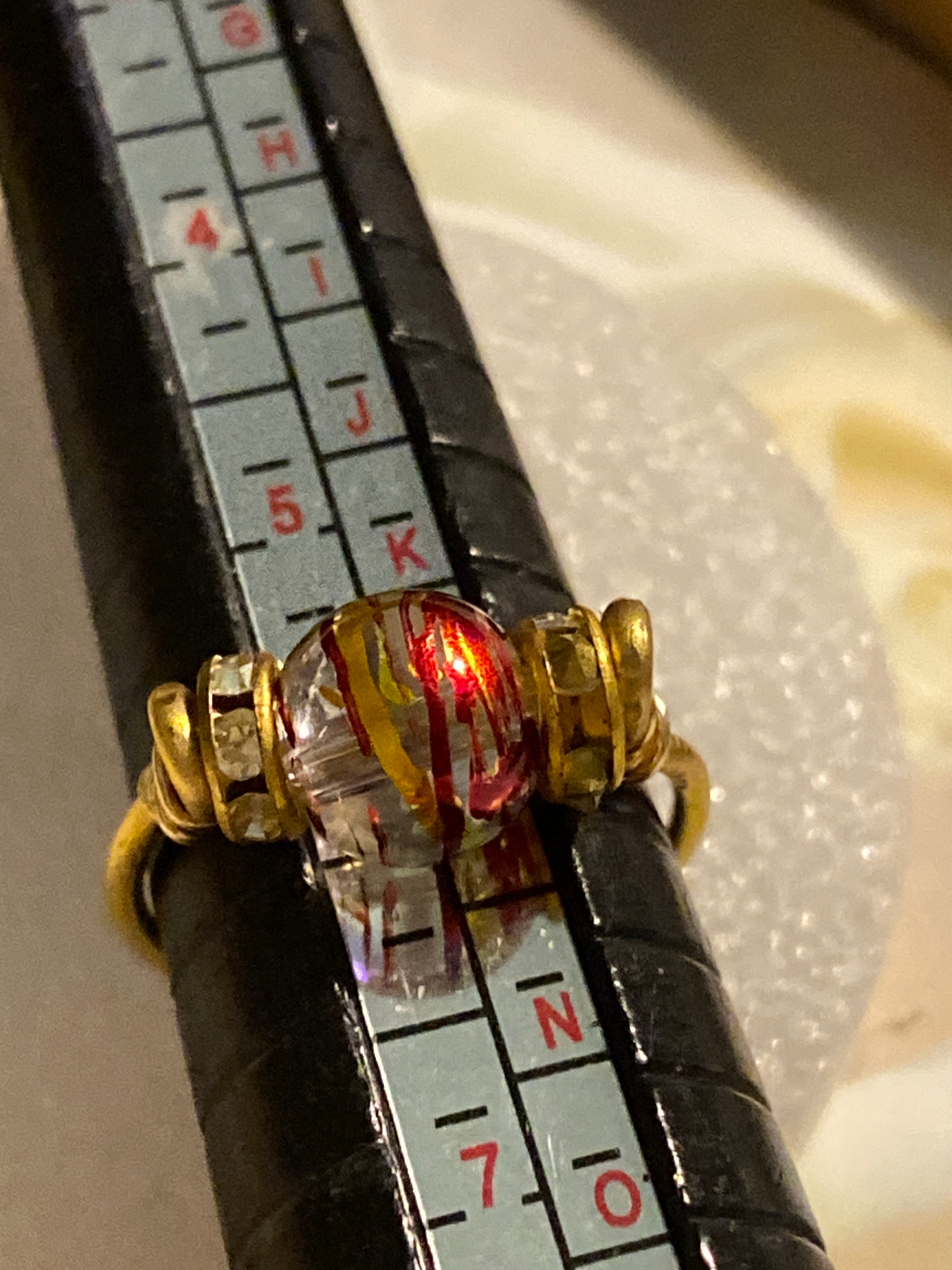 Hand Made Wire Ring Bead and Rhinestone