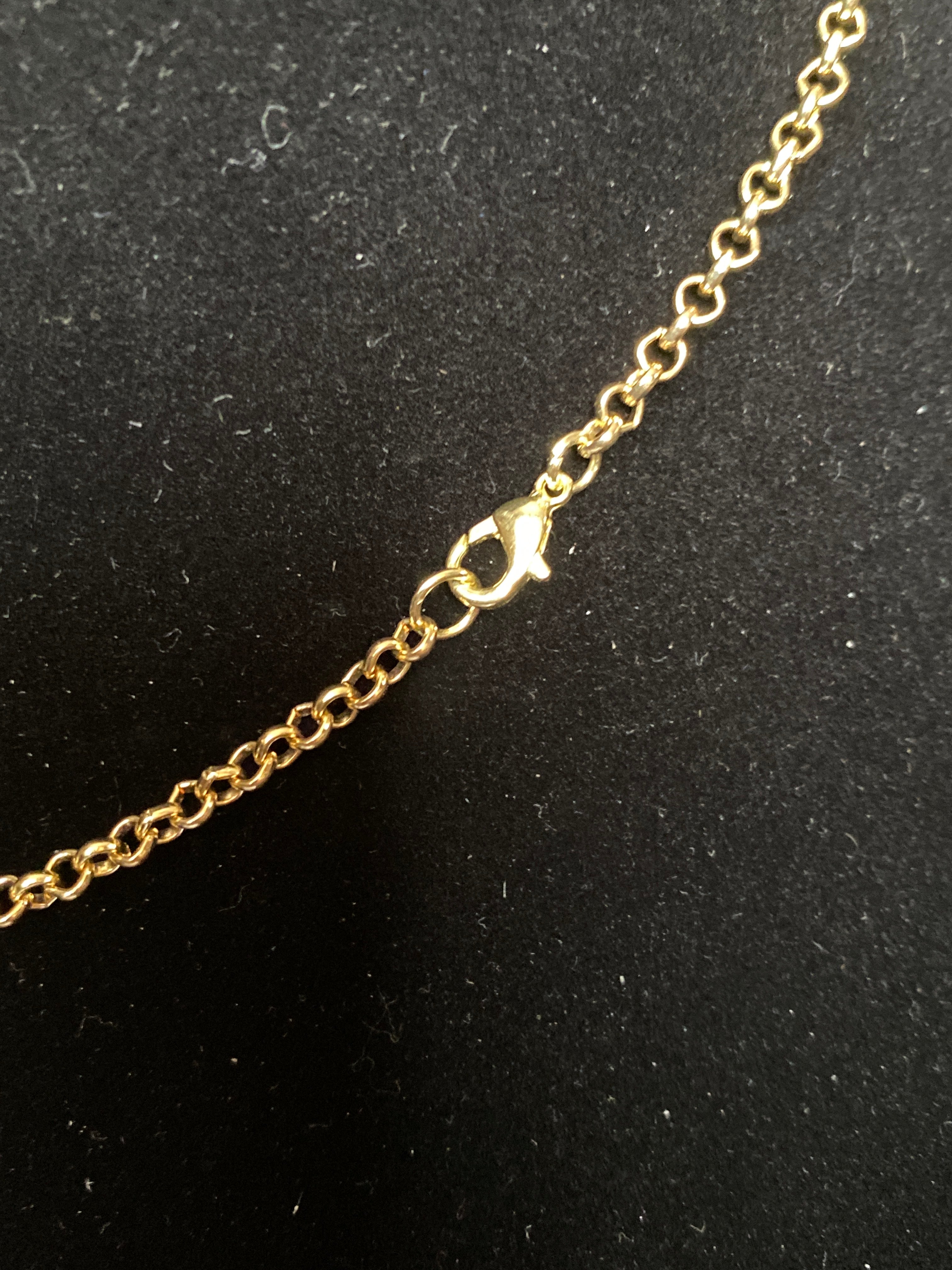 Clear Rhinestone pendant gold tone necklace