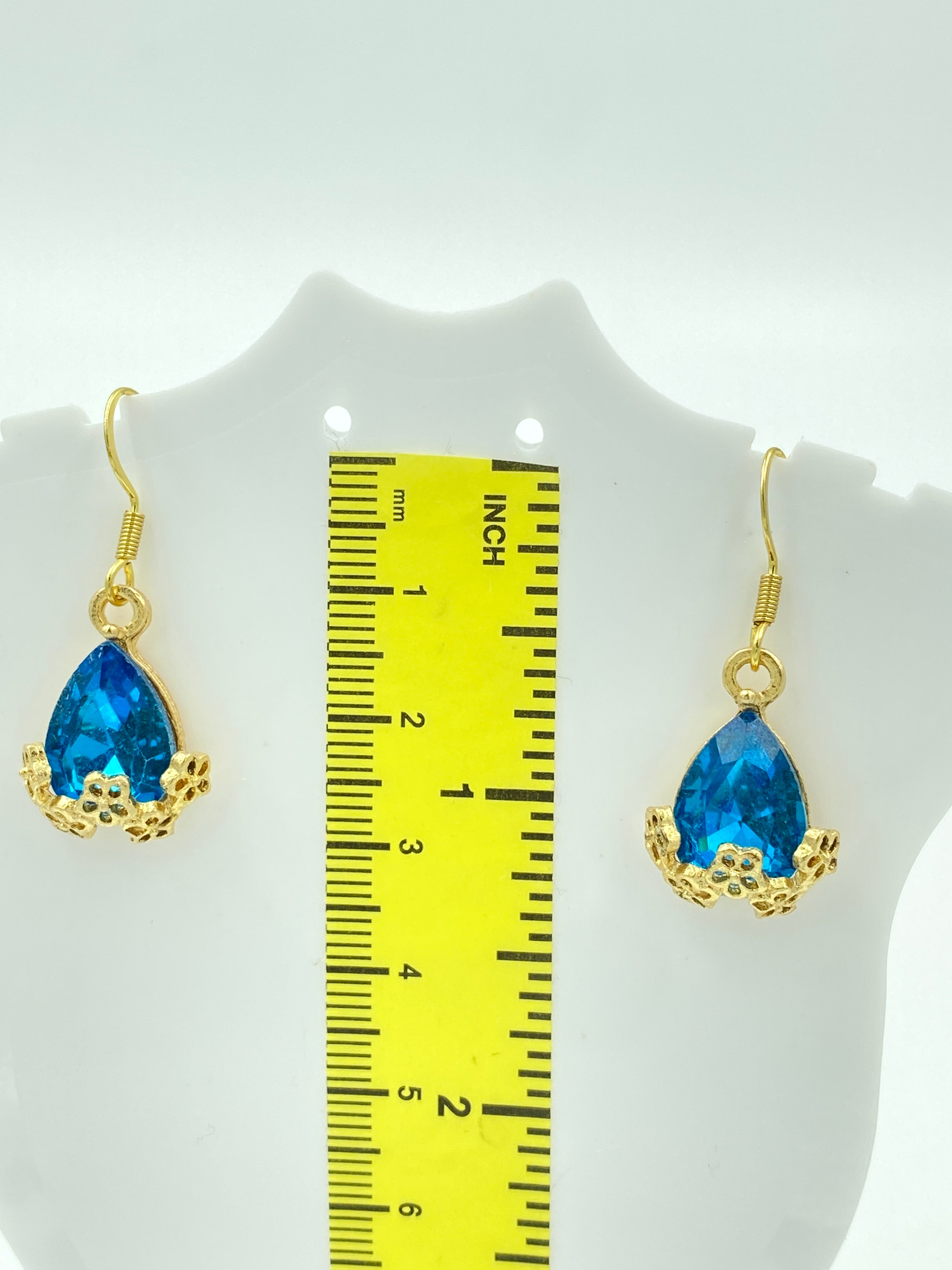 Hook Earrings with Blue Rhinestones