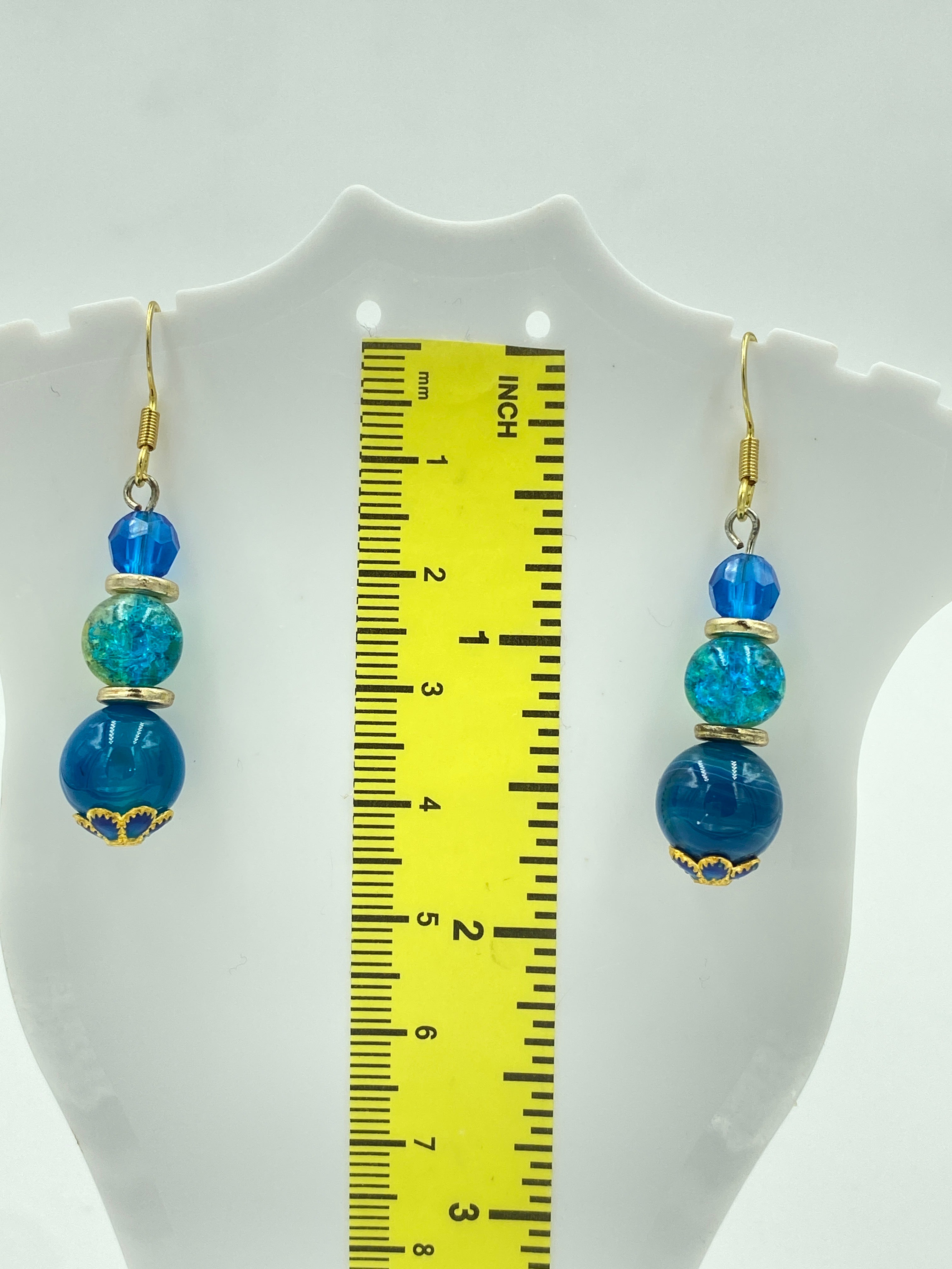 Hook Earrings Elegant Glass Beads and Rhinestones