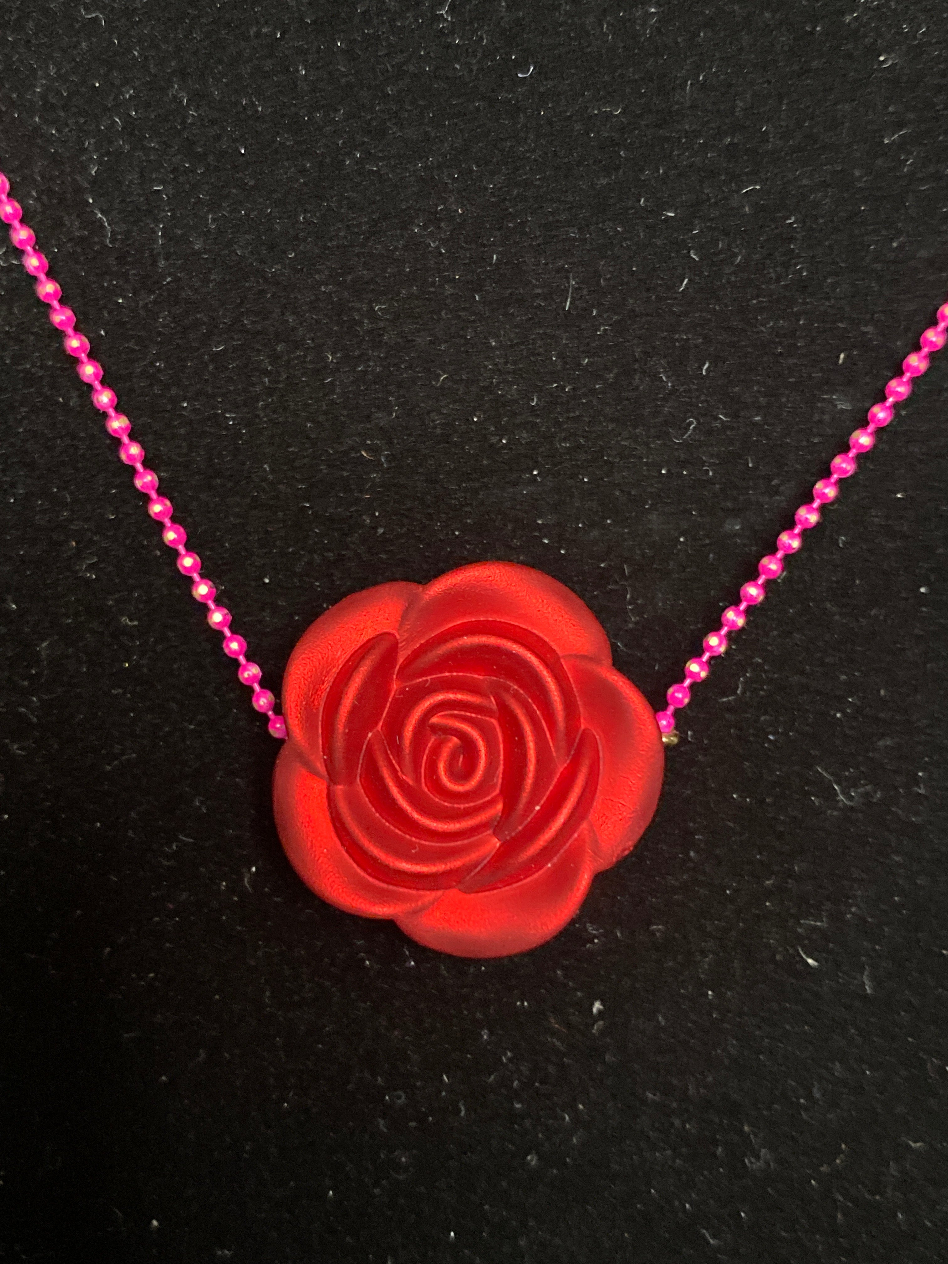Red Rose Chain Necklace
