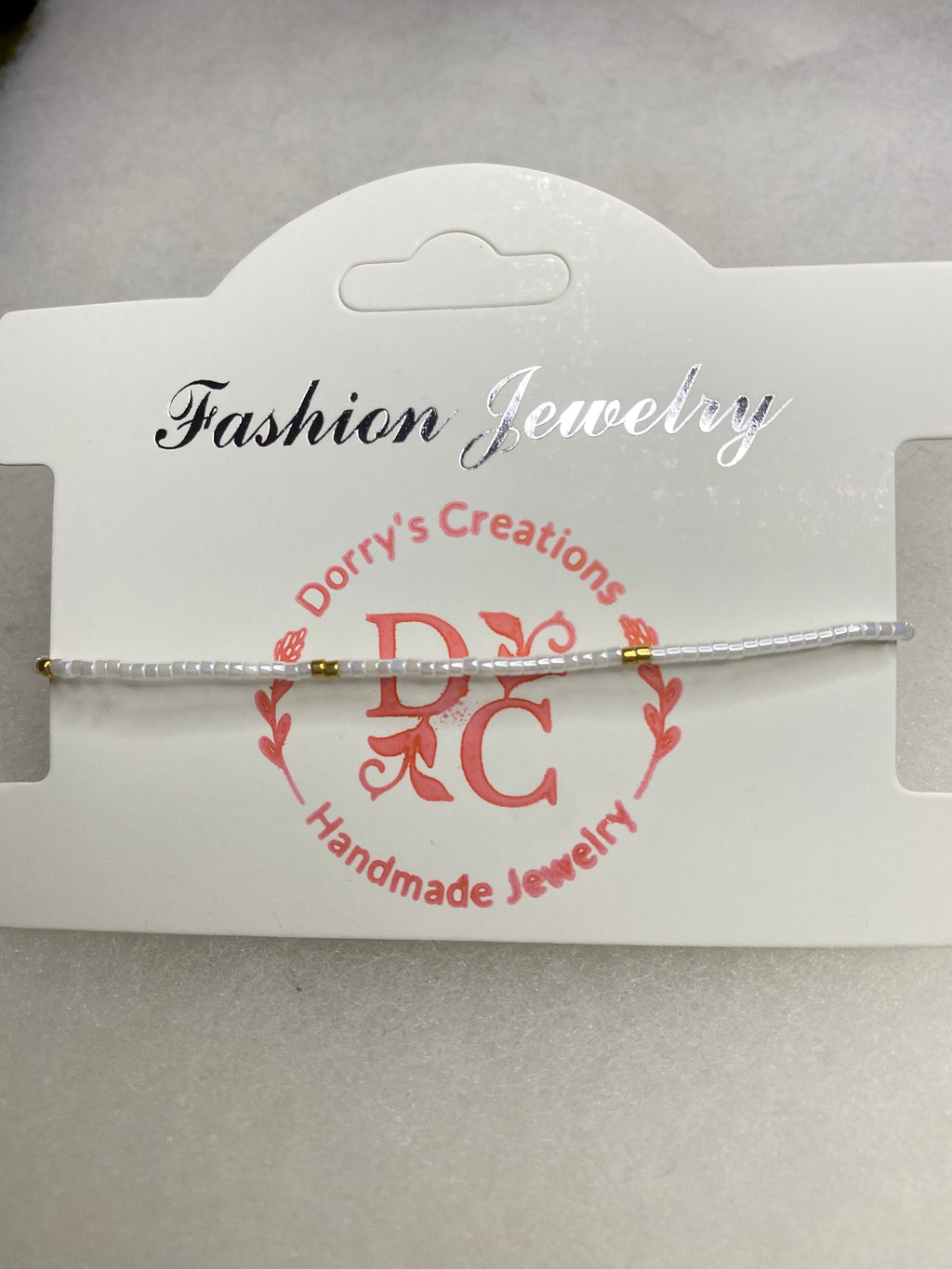 Dainty Bead Bracelet for stacking White and Gold accent