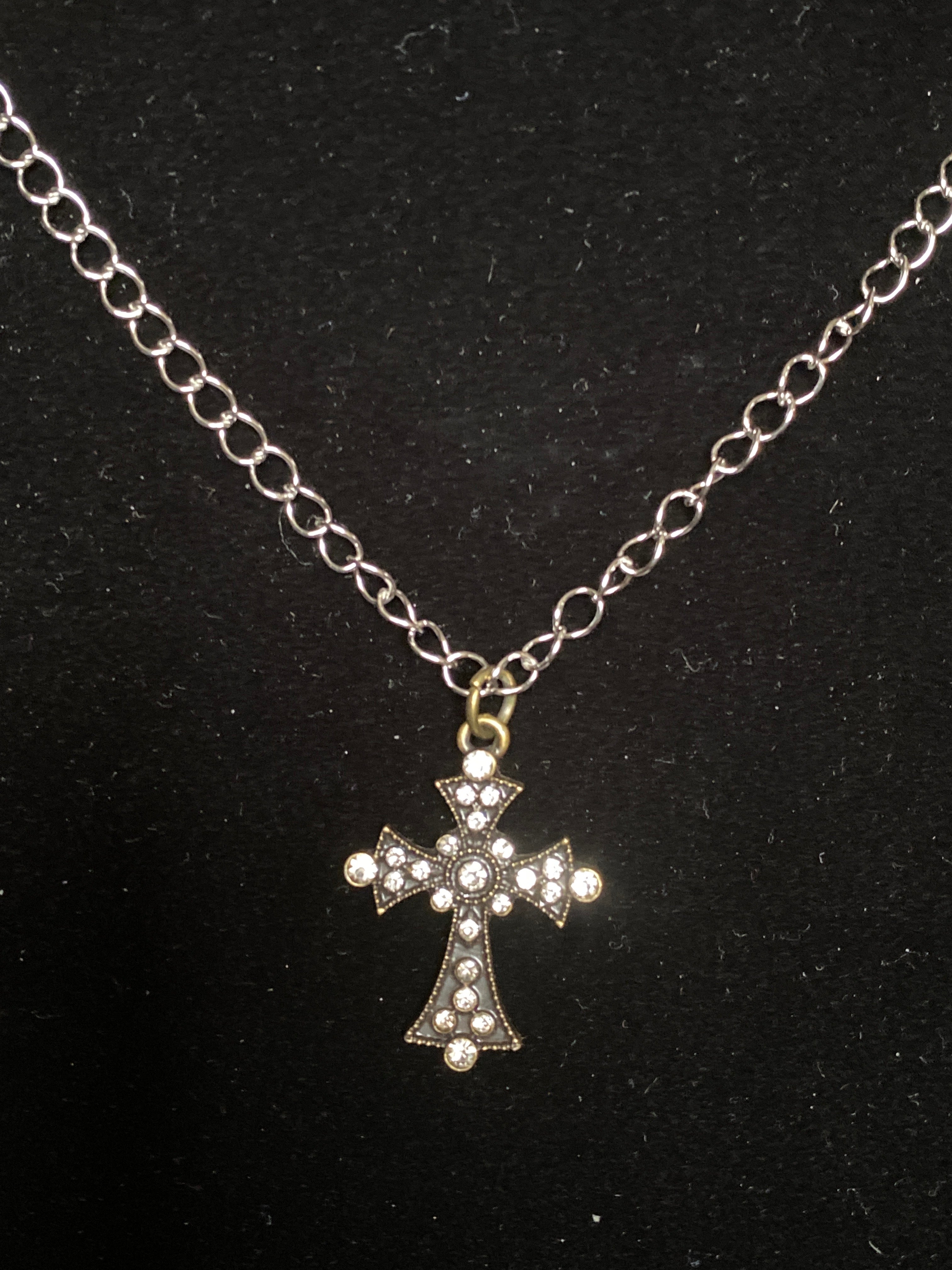 Rhinestone Cross Chain Necklace