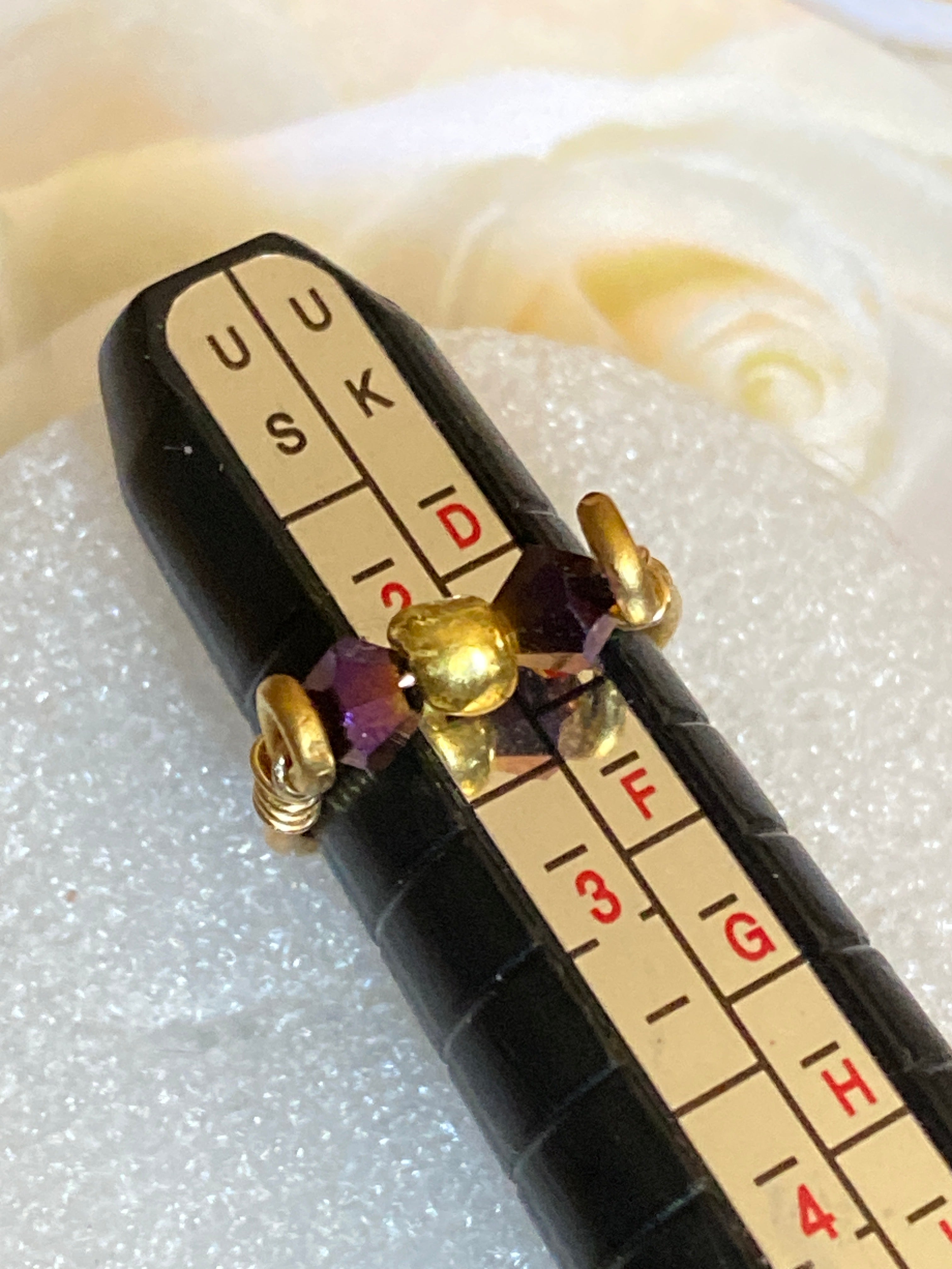 Hand Made Wire Ring Gold/Purple Bead