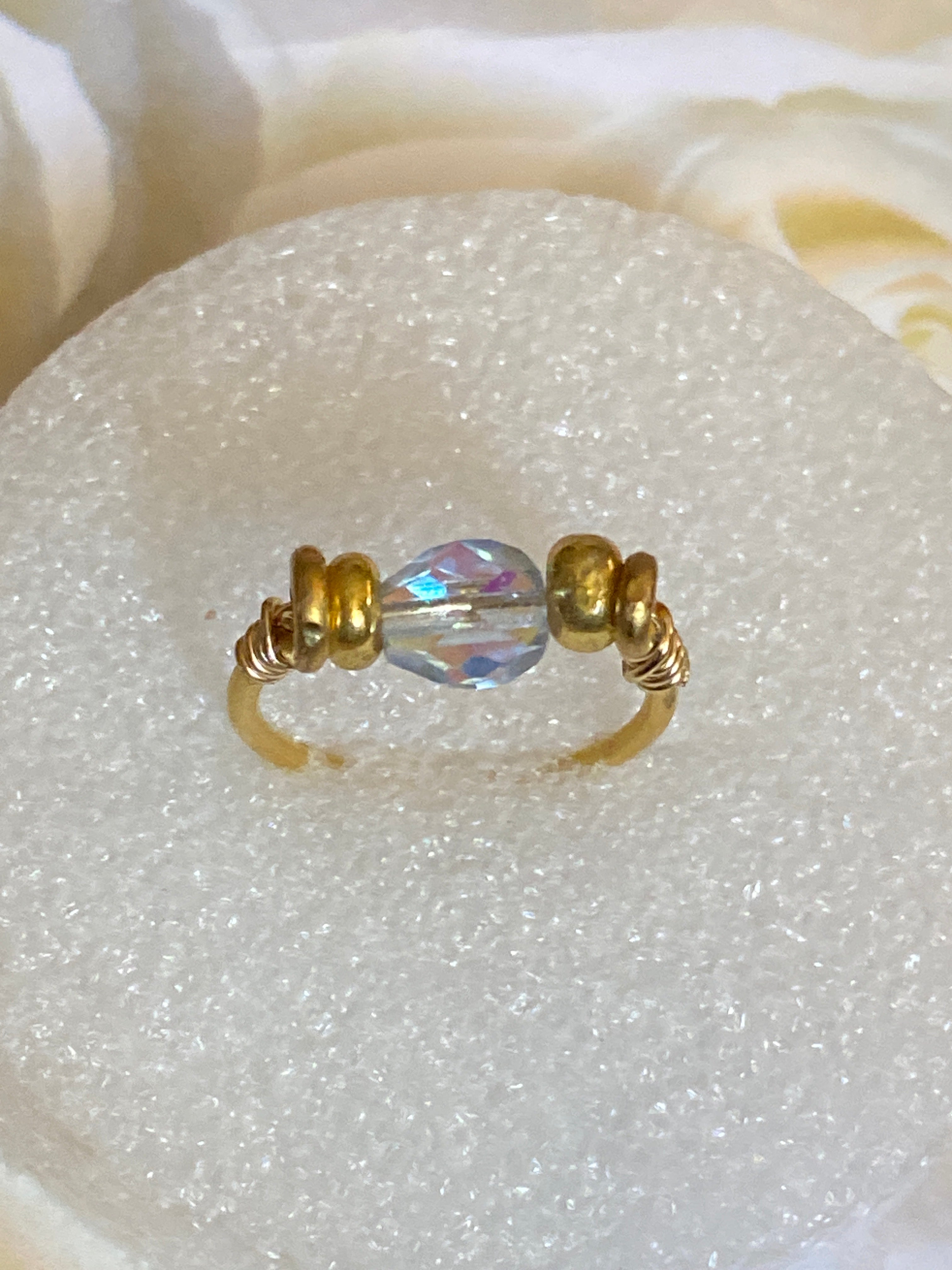 Hand Made Wire Ring Blue Bead