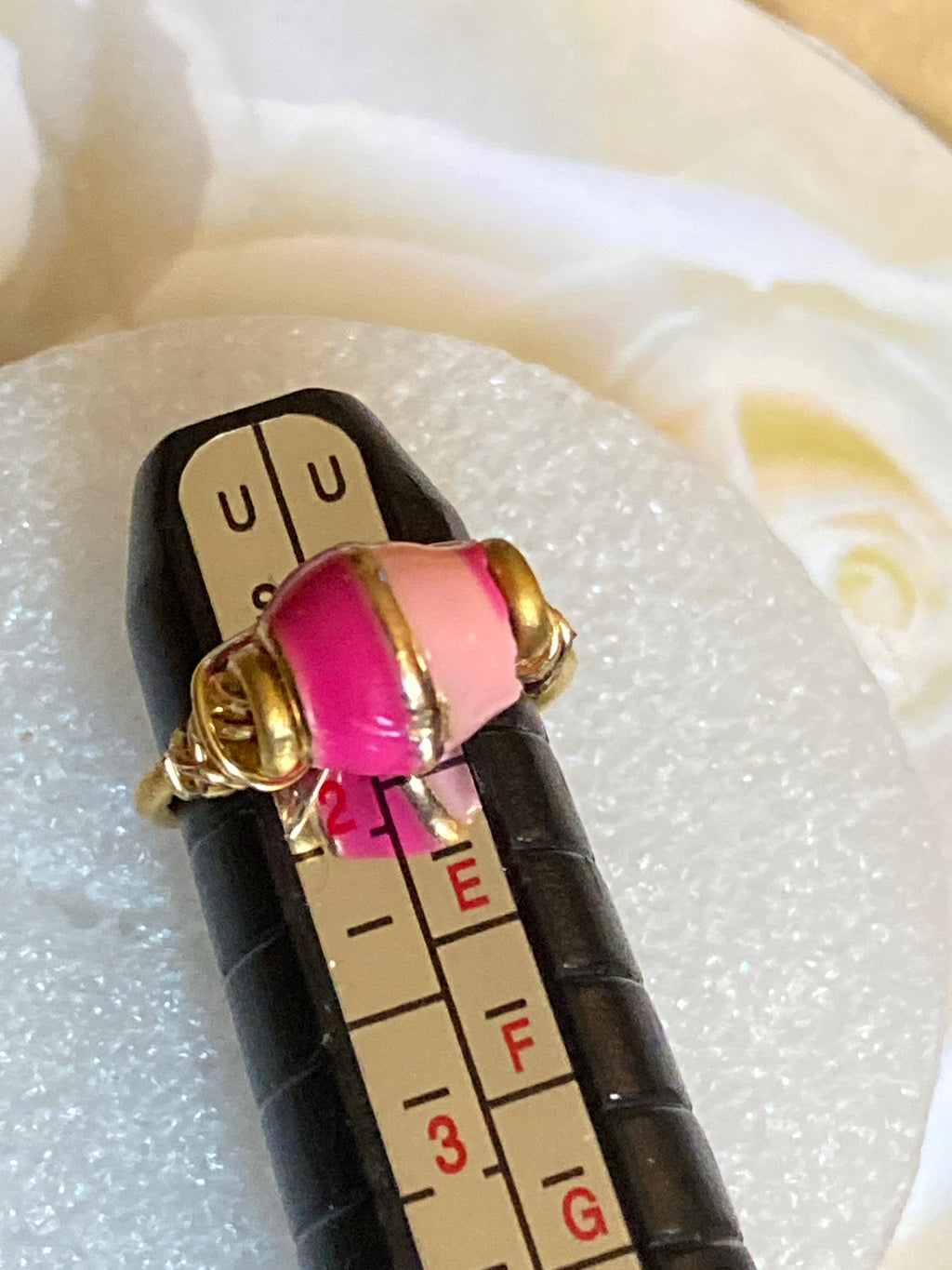 Hand Made Wire Ring Pink/Pink Bead