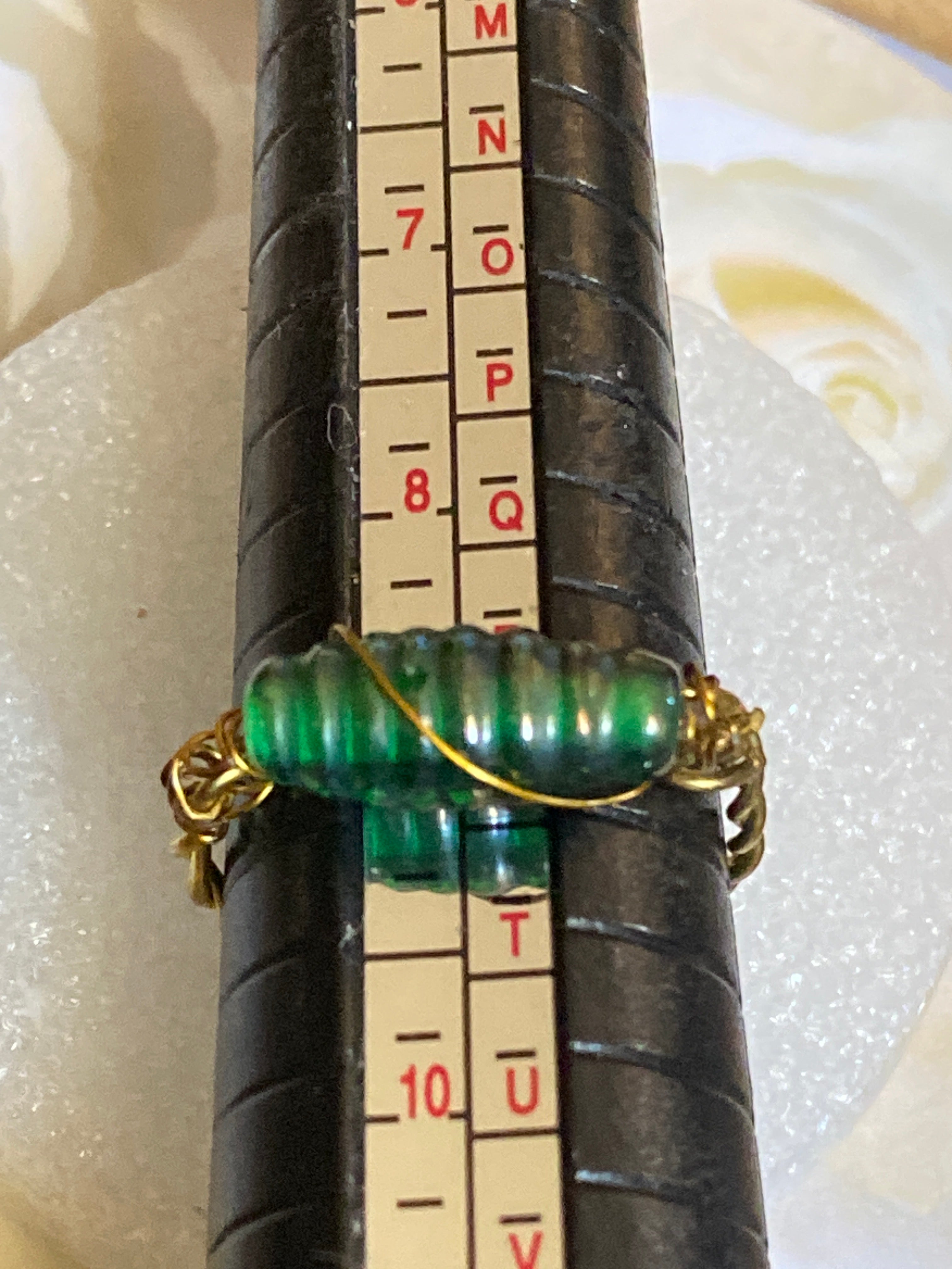 Hand Made Wire Ring Blue/Green Bead