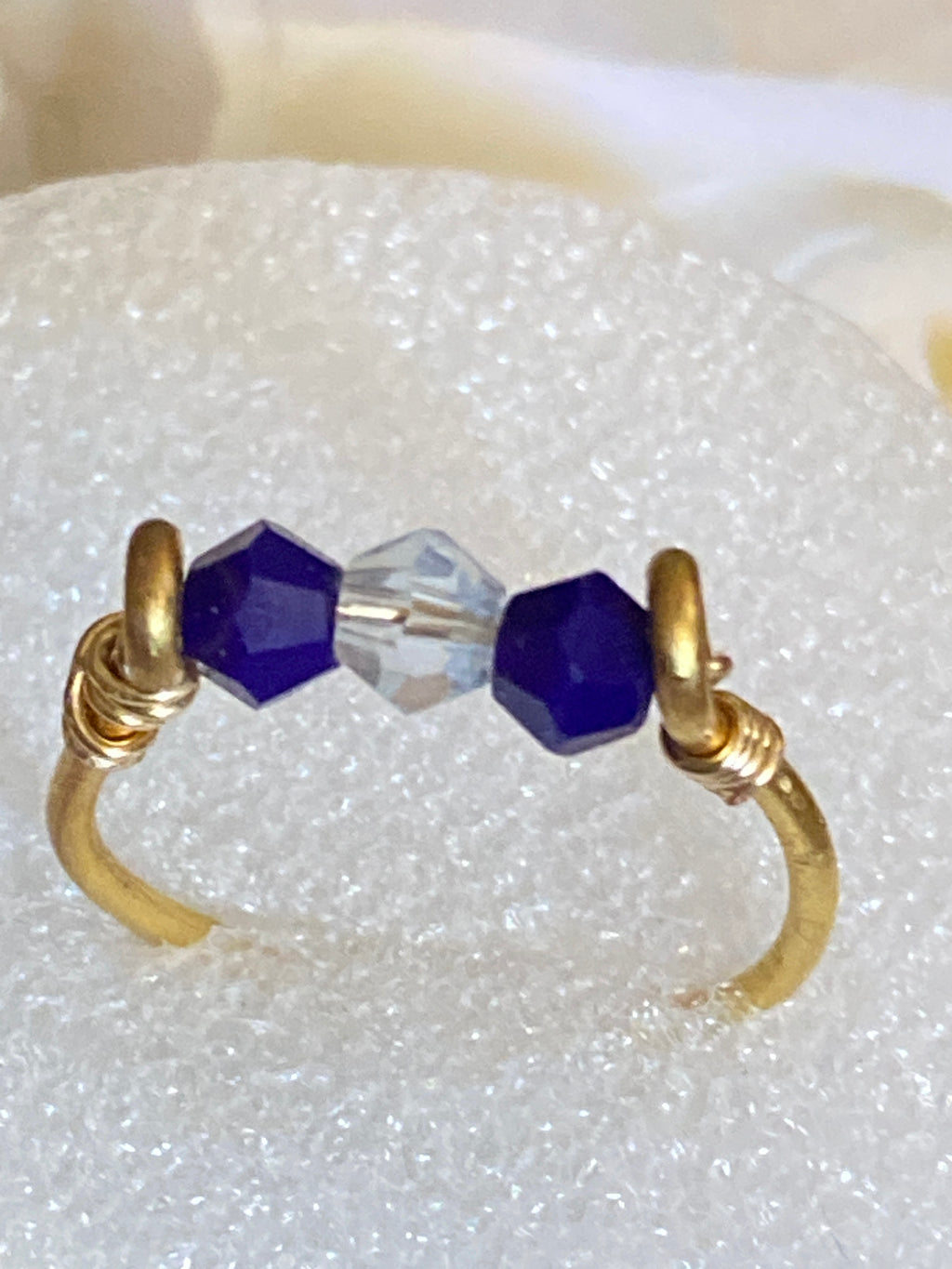 Hand Made Wire Ring Blue Bead
