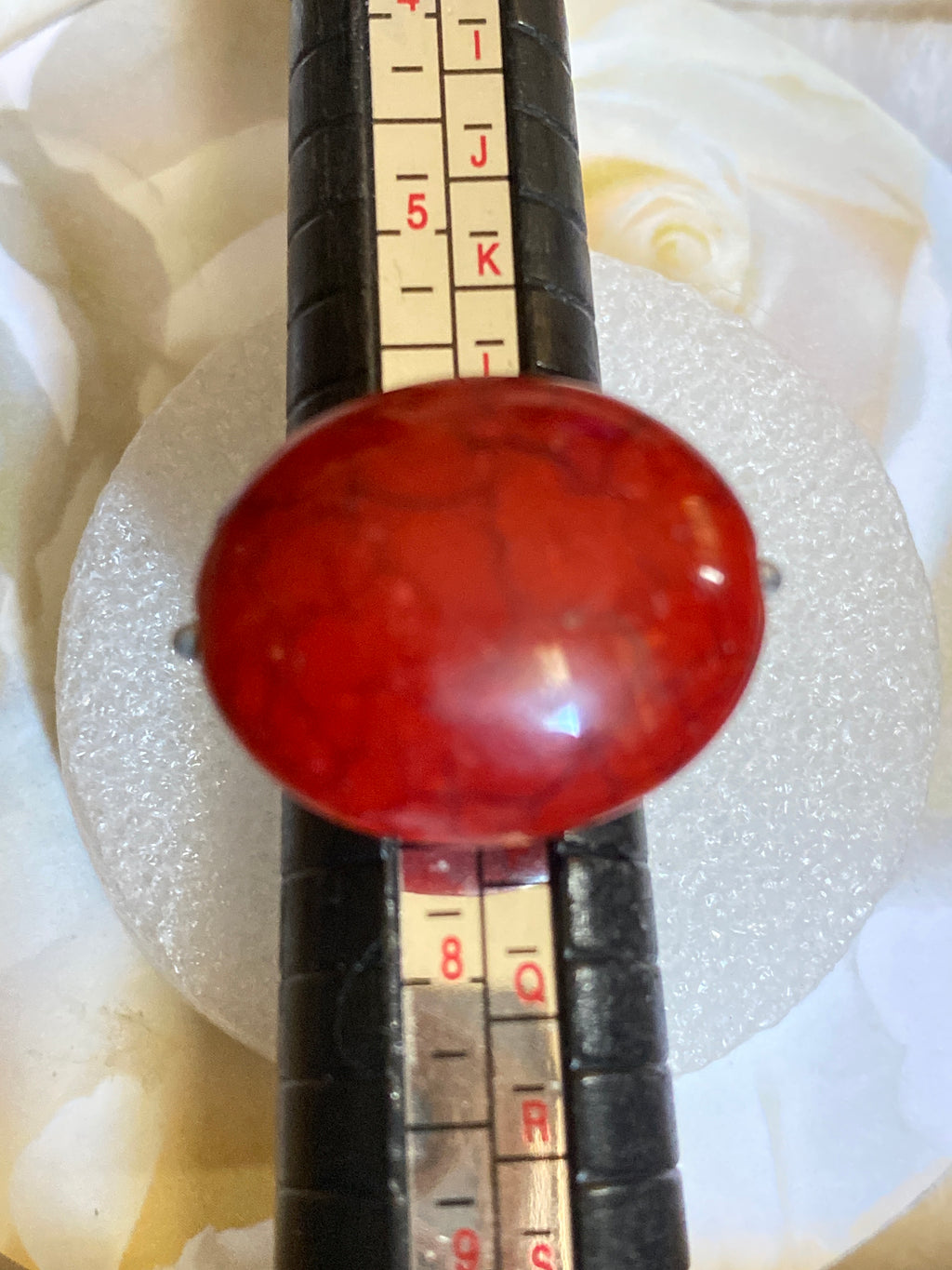 Hand Made Wire Ring Red Bead