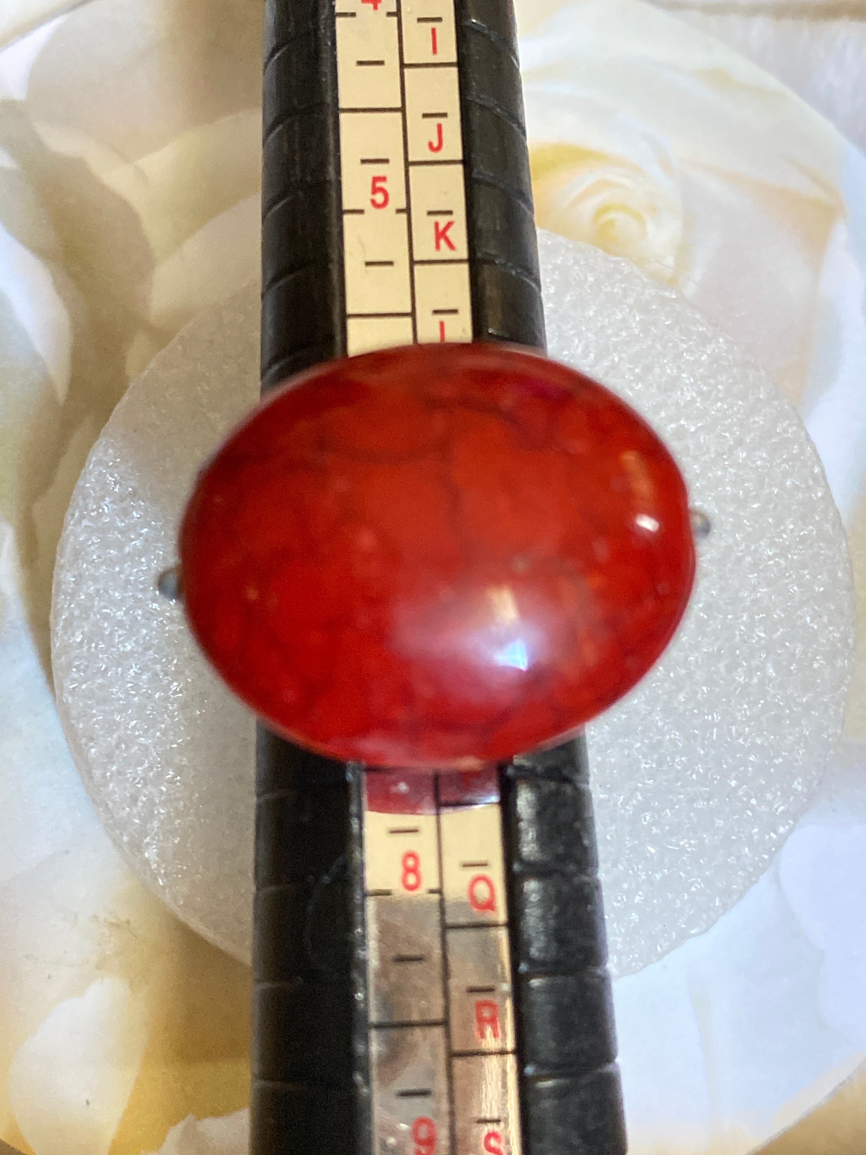 Hand Made Wire Ring Red Bead