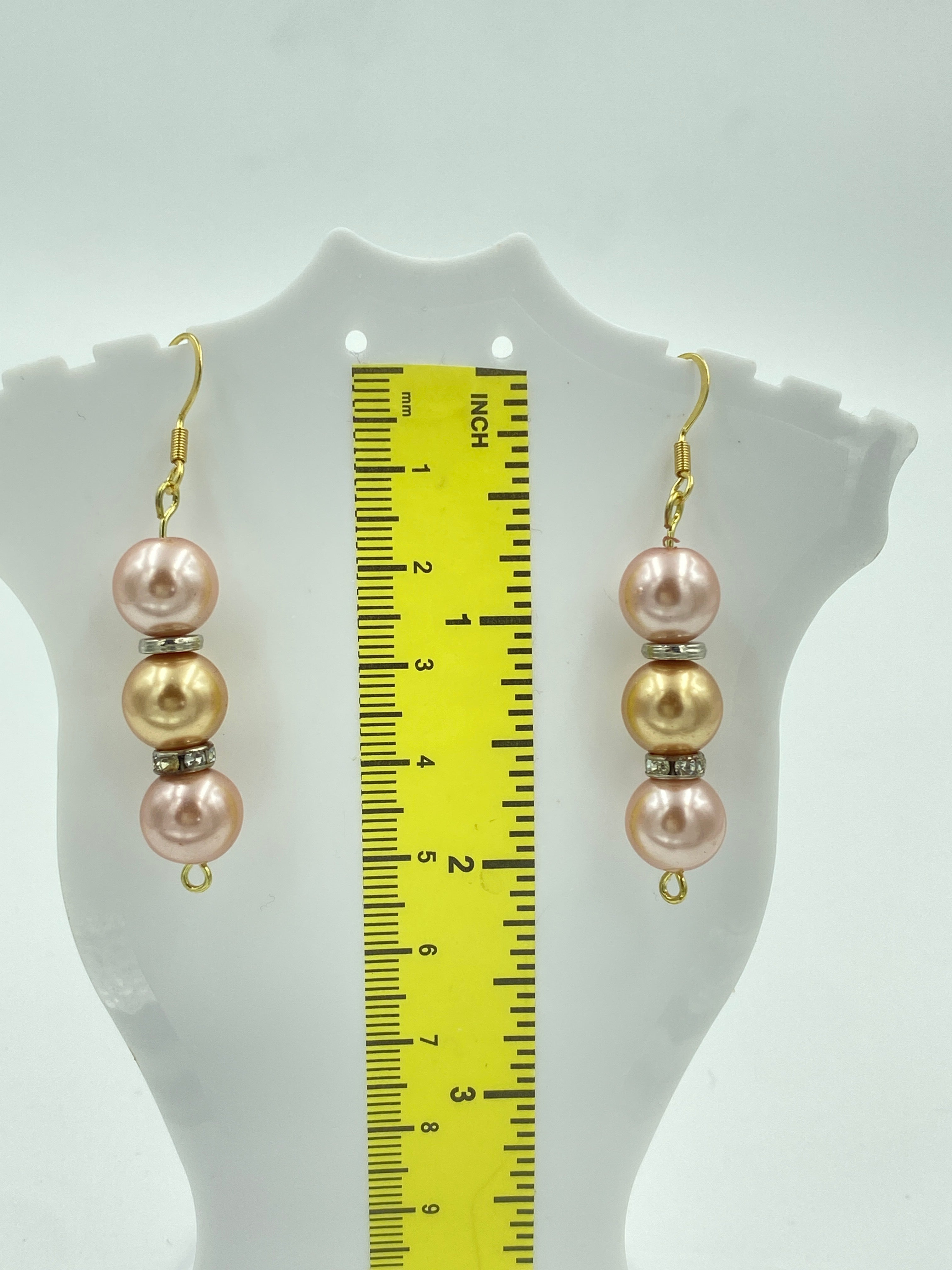 Hook Earrings Elegant Pearls and Rhinestones