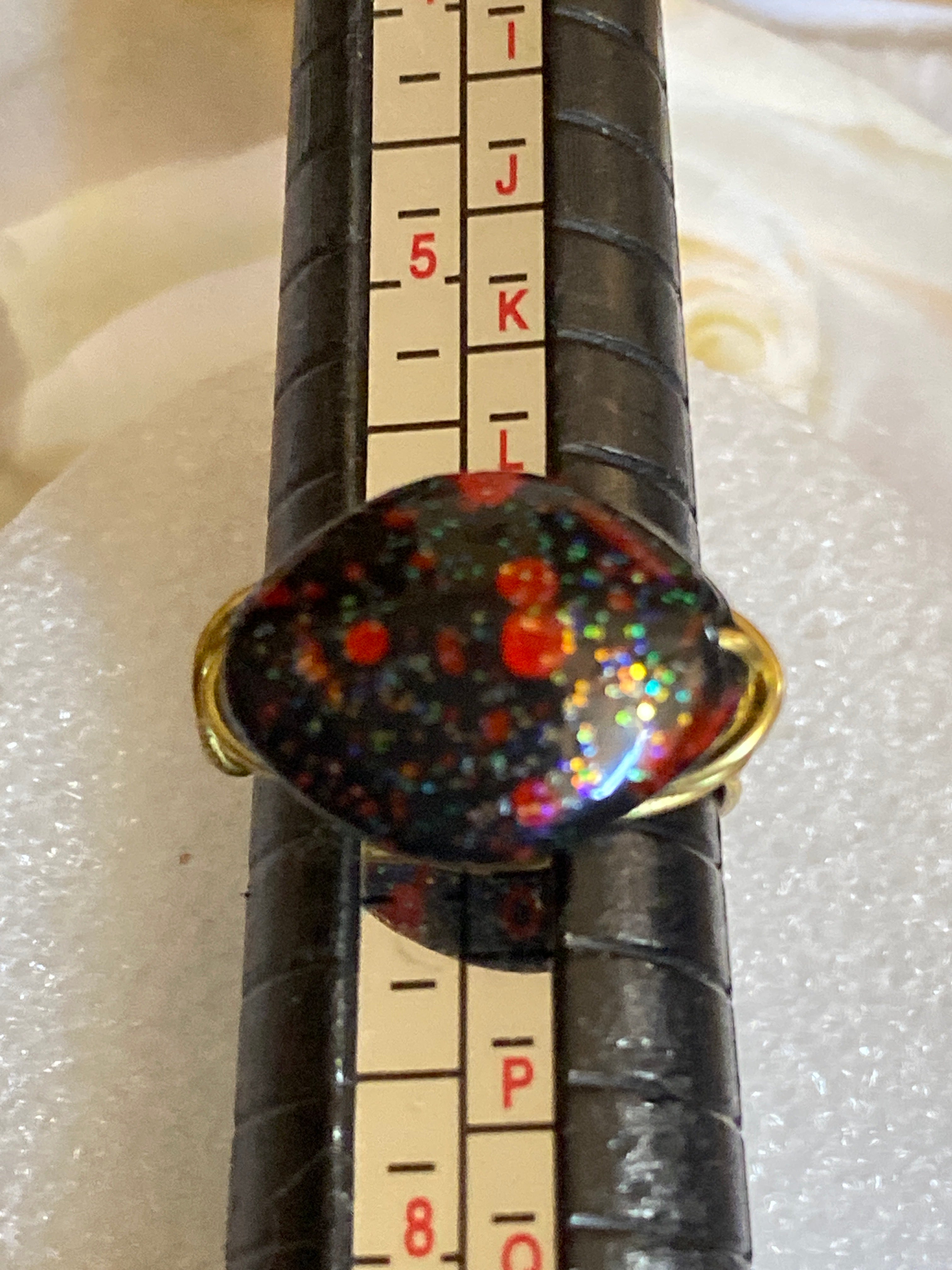 Hand Made Wire Ring multi colored Bead