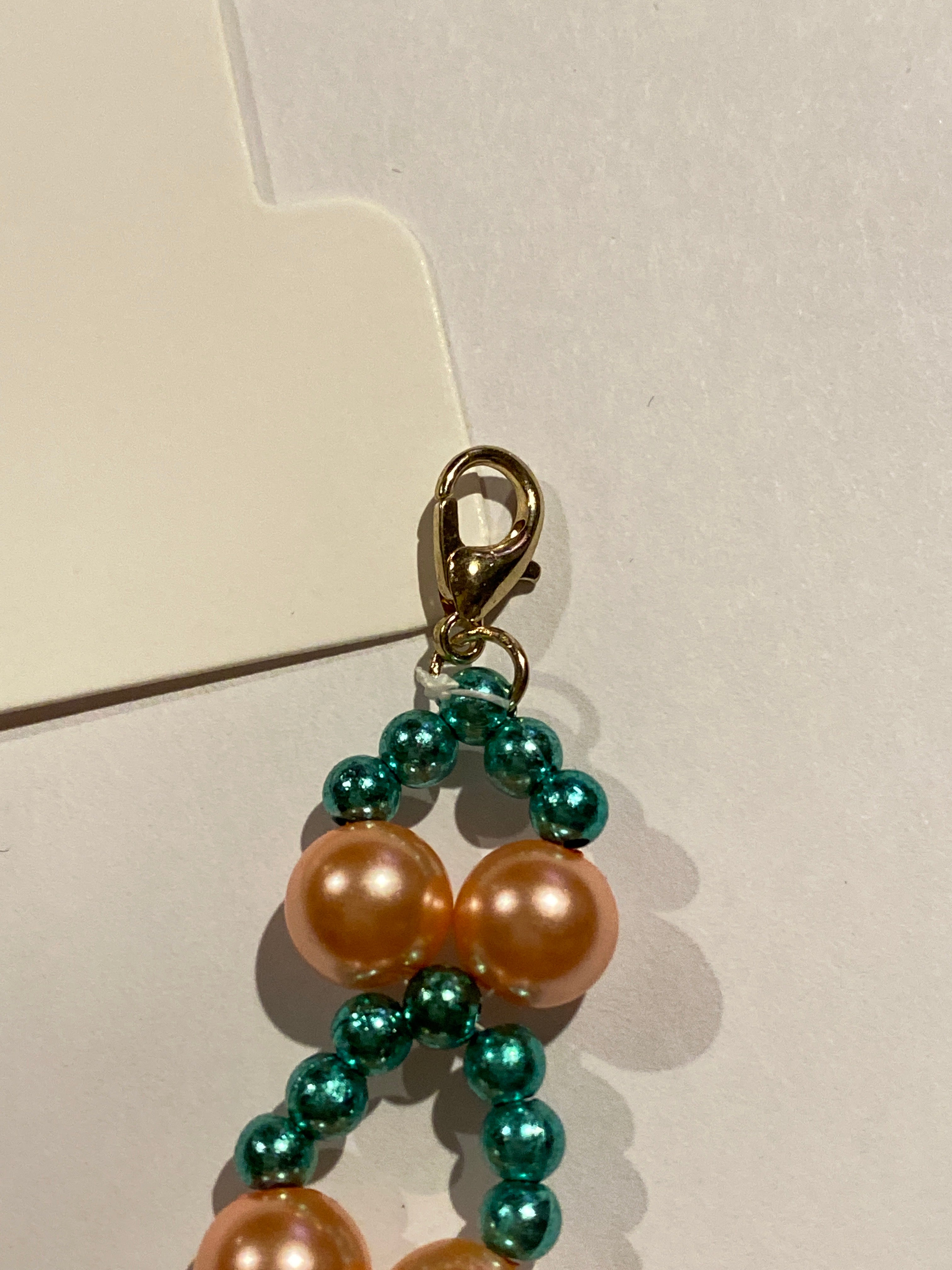Pink Pearl Bead Bracelet with Green pearl  bead accent