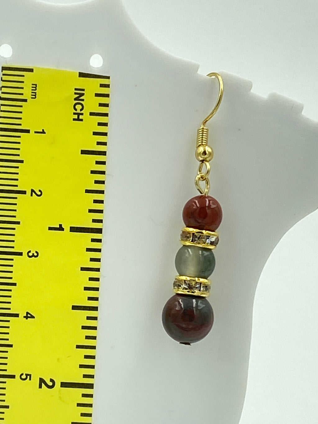 Hook Earrings Elegant Glass Beads and Rhinestones
