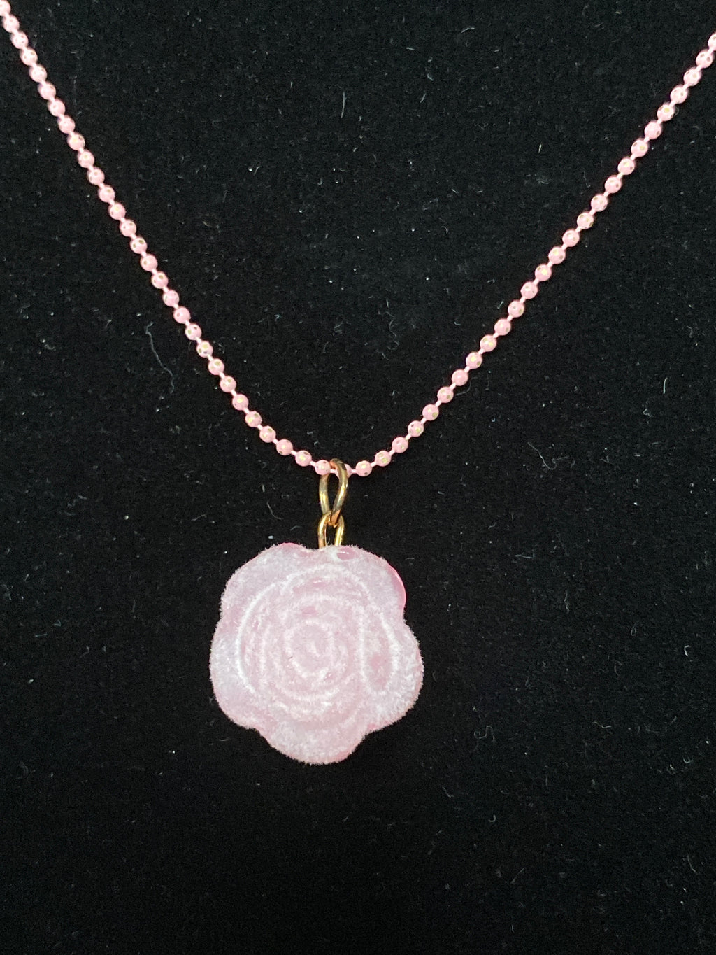 Pink Rose (velvet) Chain Necklace