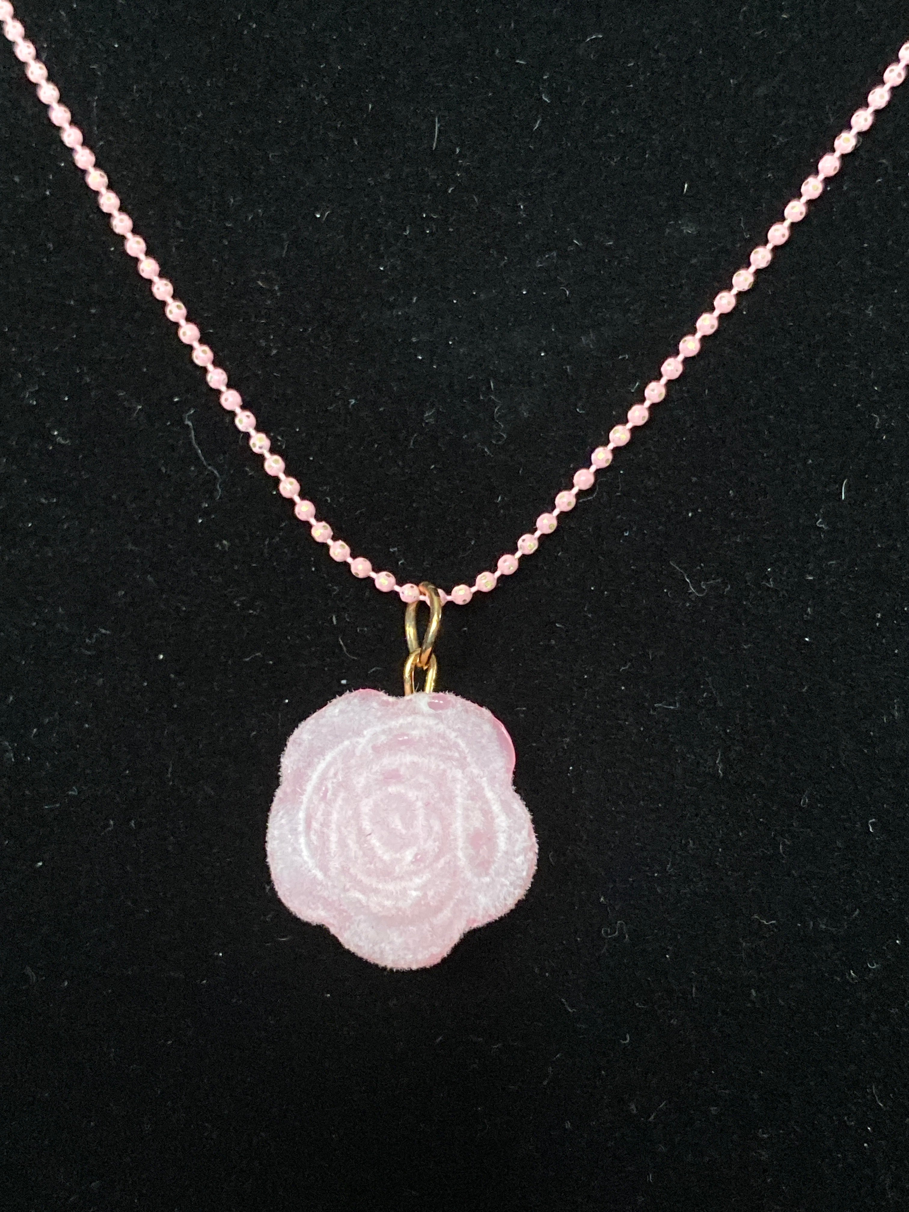 Pink Rose (velvet) Chain Necklace