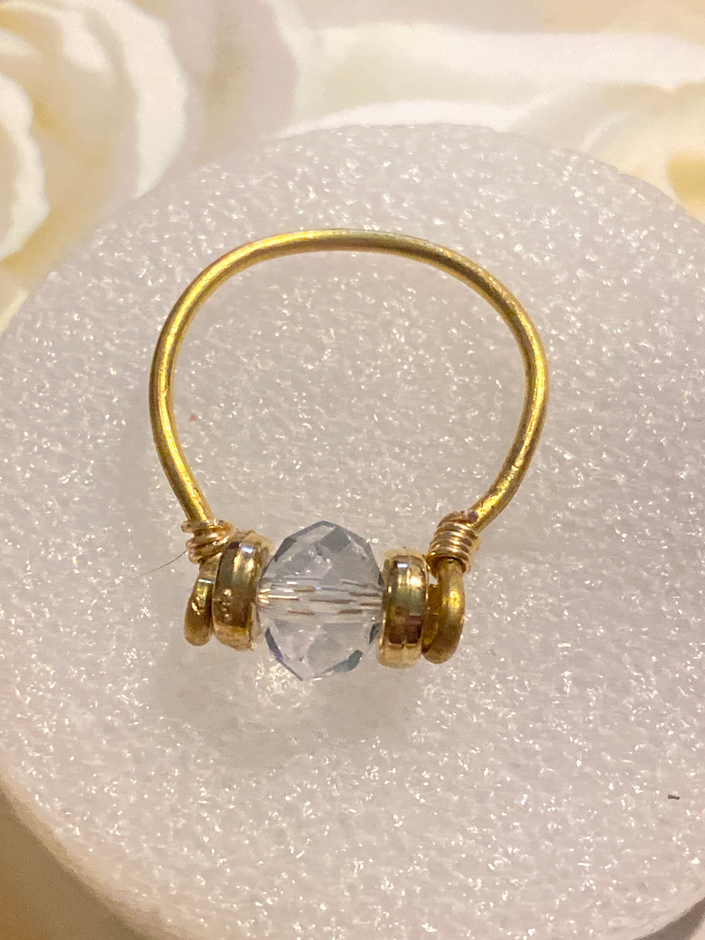 Hand Made Ring Clear Rhinestones