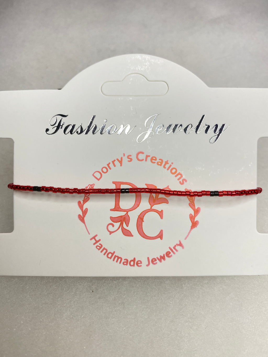 Dainty Bead Bracelet for stacking Red and Black