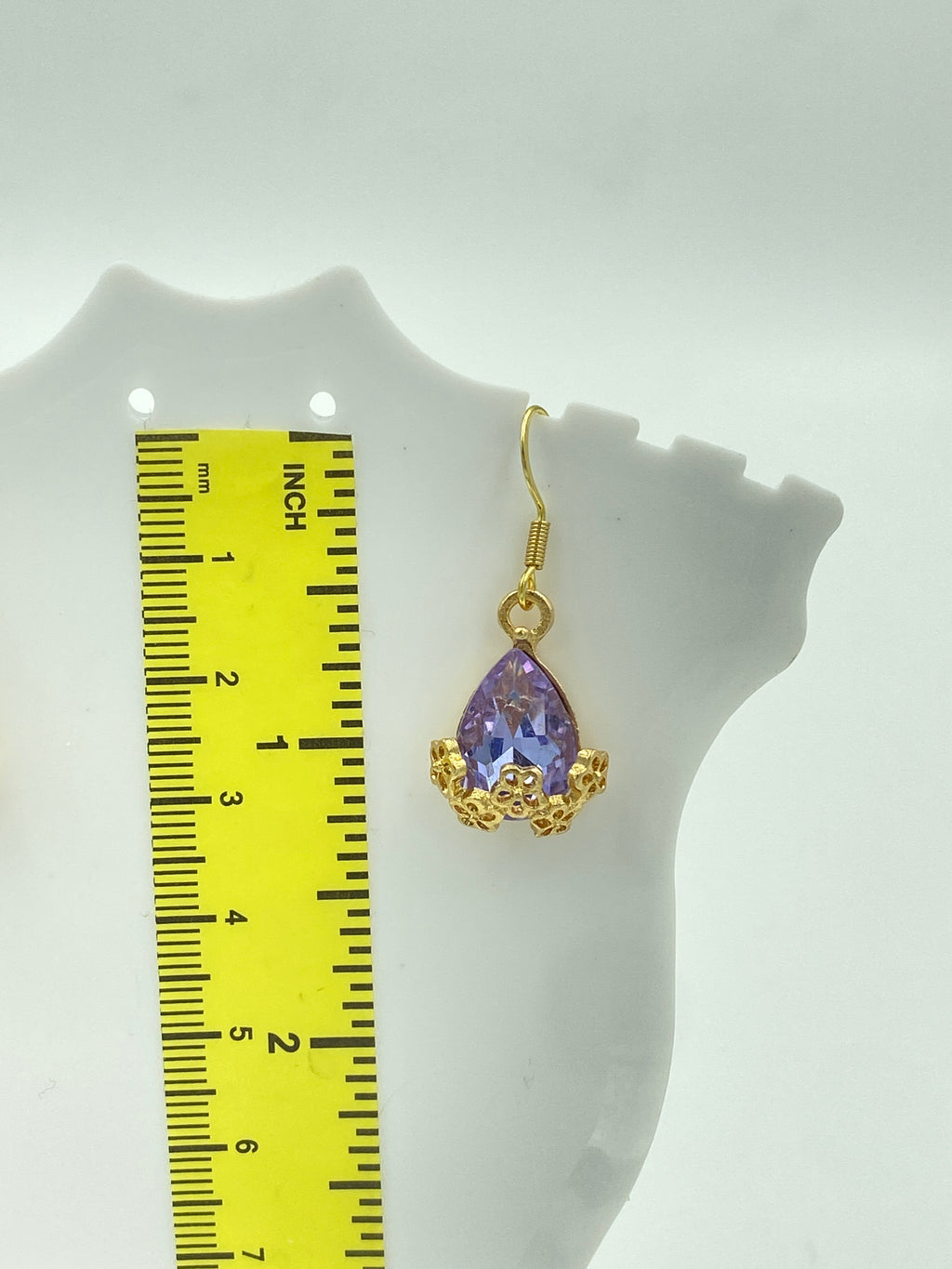 Hook Earrings with Purple Rhinestones