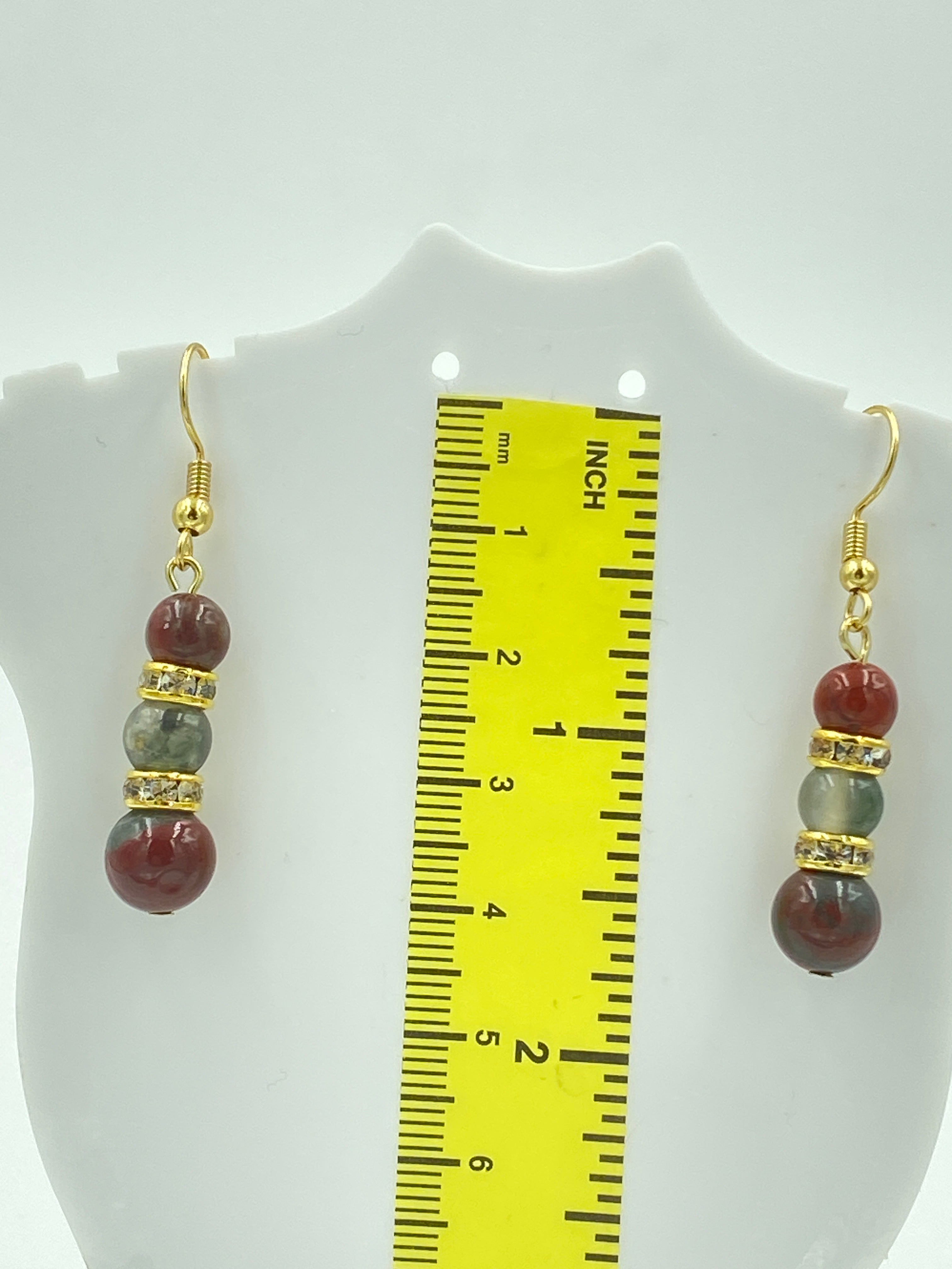 Hook Earrings Elegant Glass Beads and Rhinestones