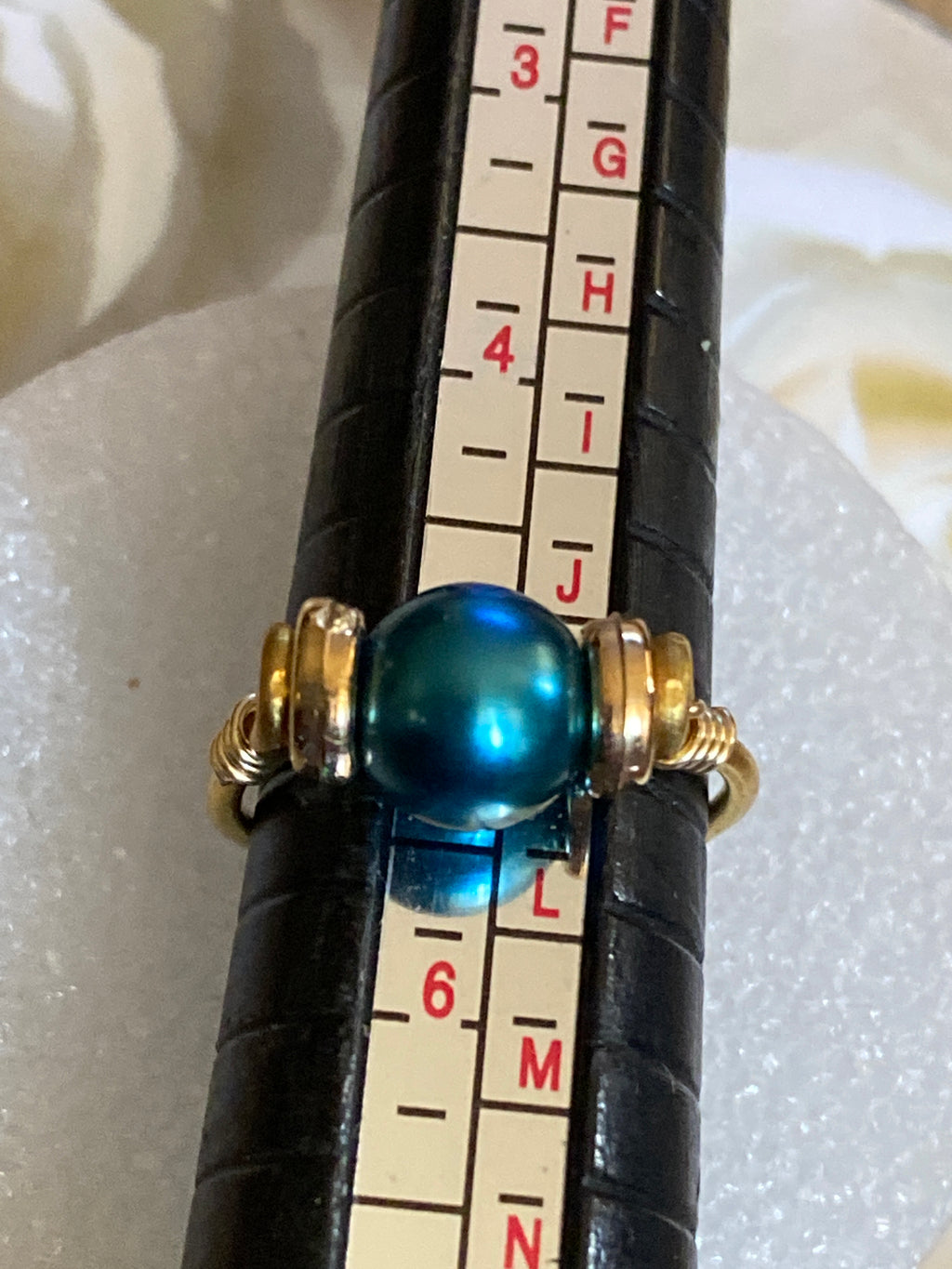 Hand Made Wire Ring Blue Bead