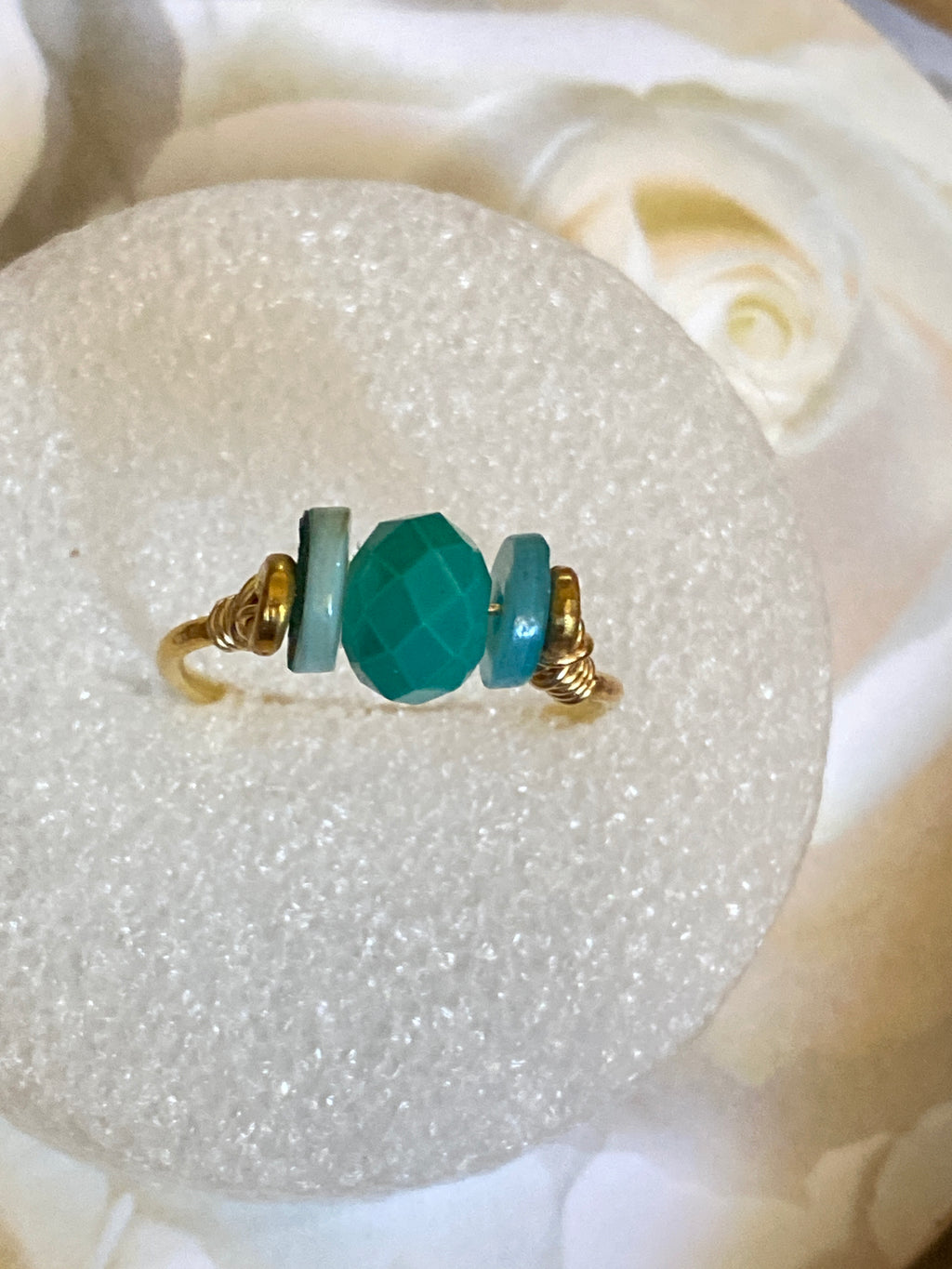 Hand Made Wire Ring Blue Bead